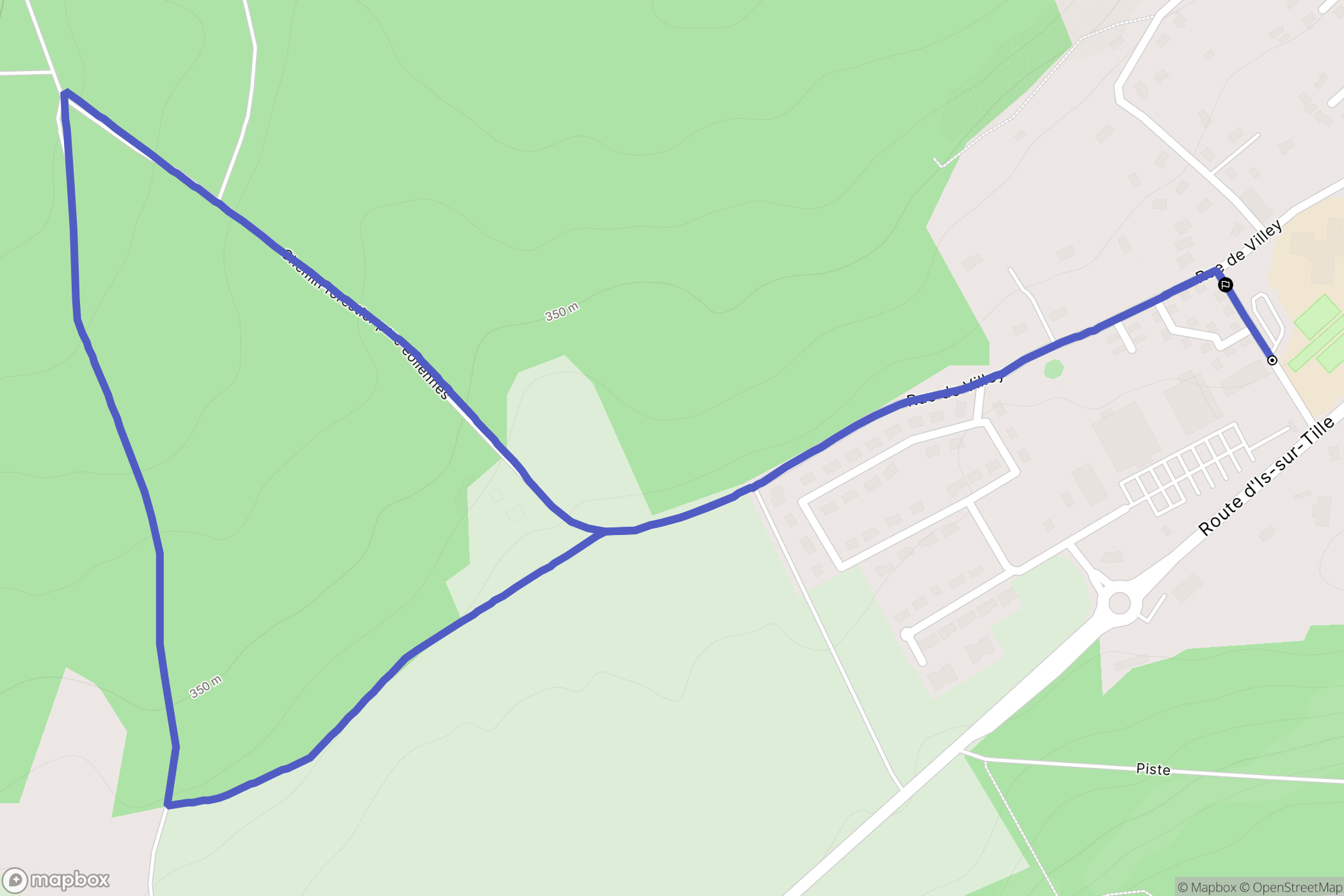 Selongey : carte du parcours de randonnée - France
