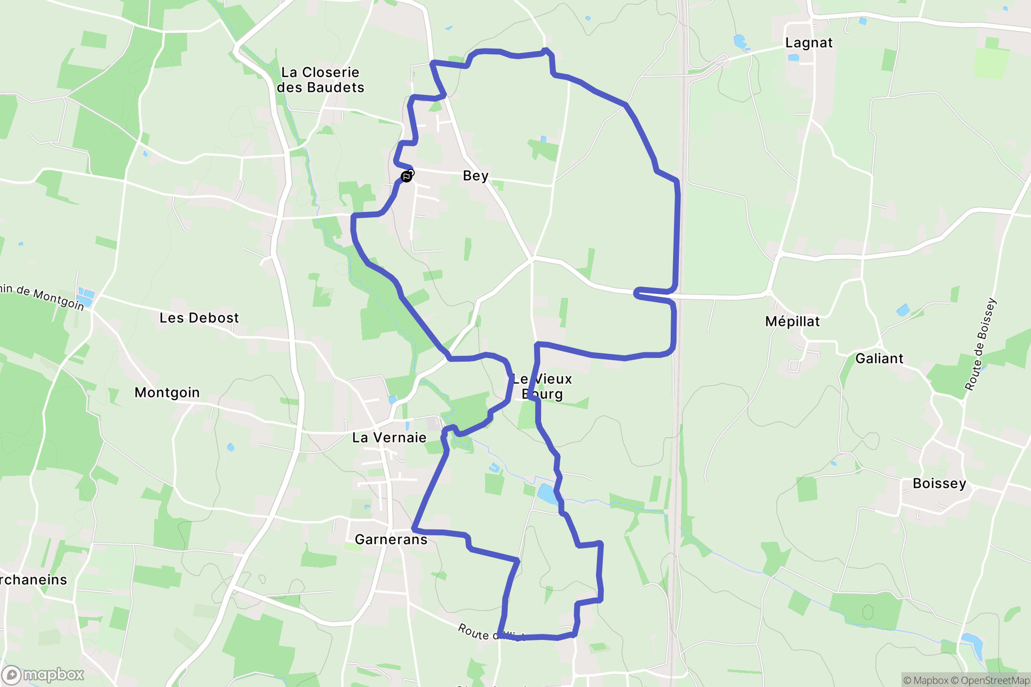Bey : carte du parcours de randonnée - France