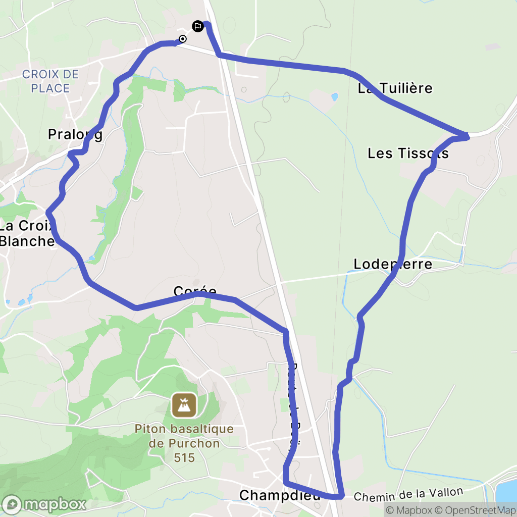 Pralong : carte du parcours de randonnée - France