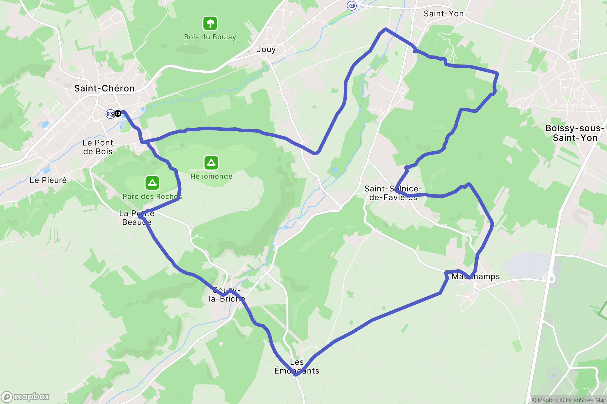 Saint-Chéron : carte du parcours de randonnée - France