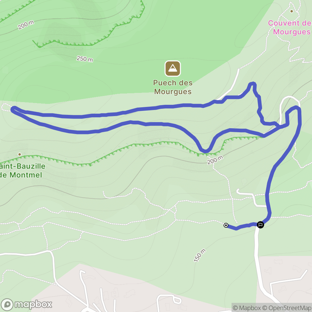 Saint-Bauzille-de-Montmel : carte du parcours de randonnée - France