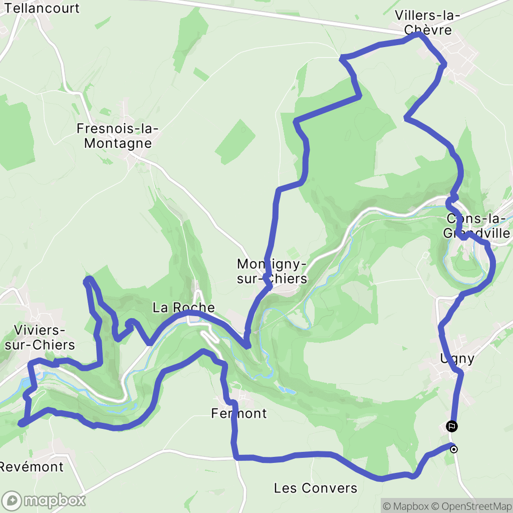 Ugny : carte du parcours de randonnée - France