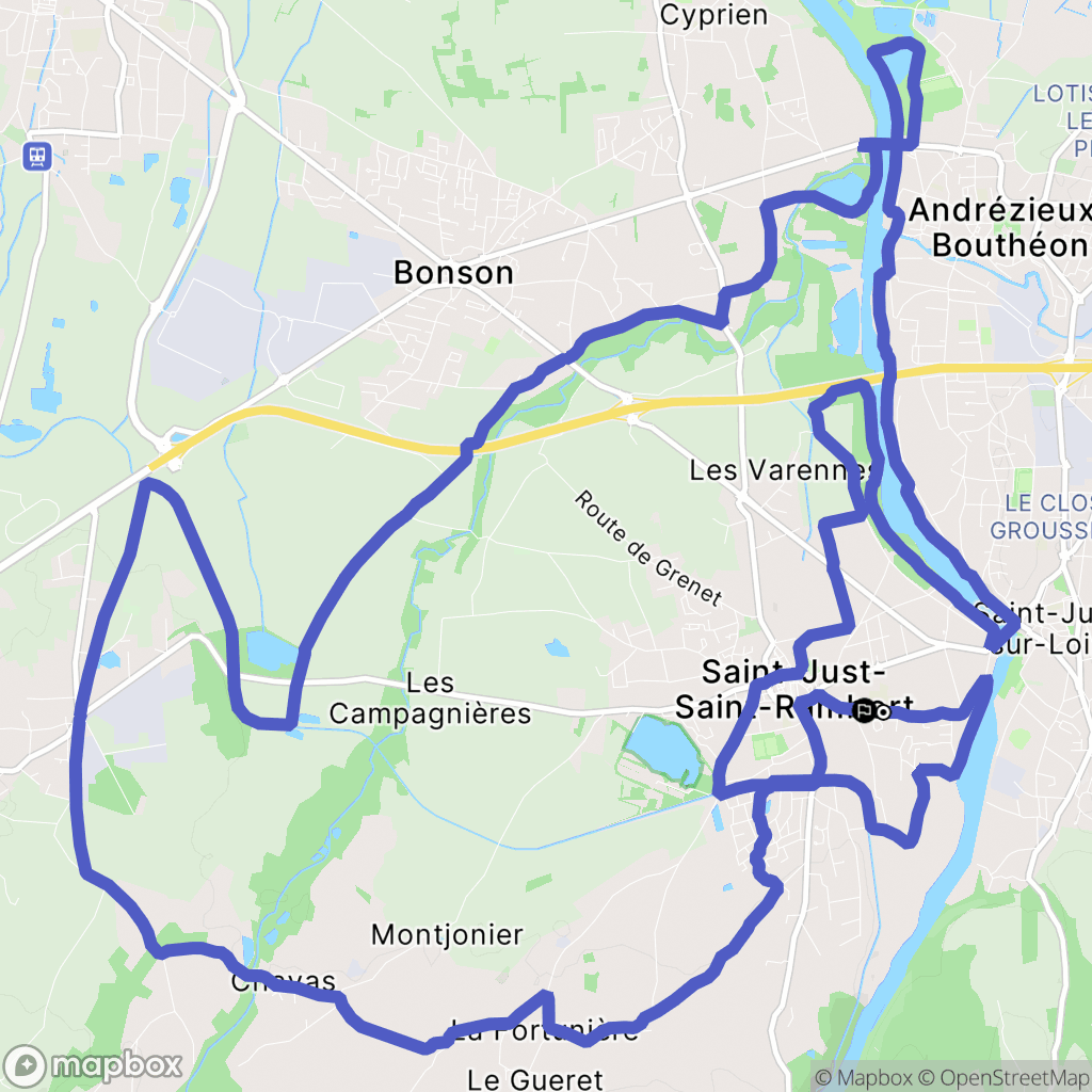 Saint-Just-Saint-Rambert : carte du parcours de randonnée - France