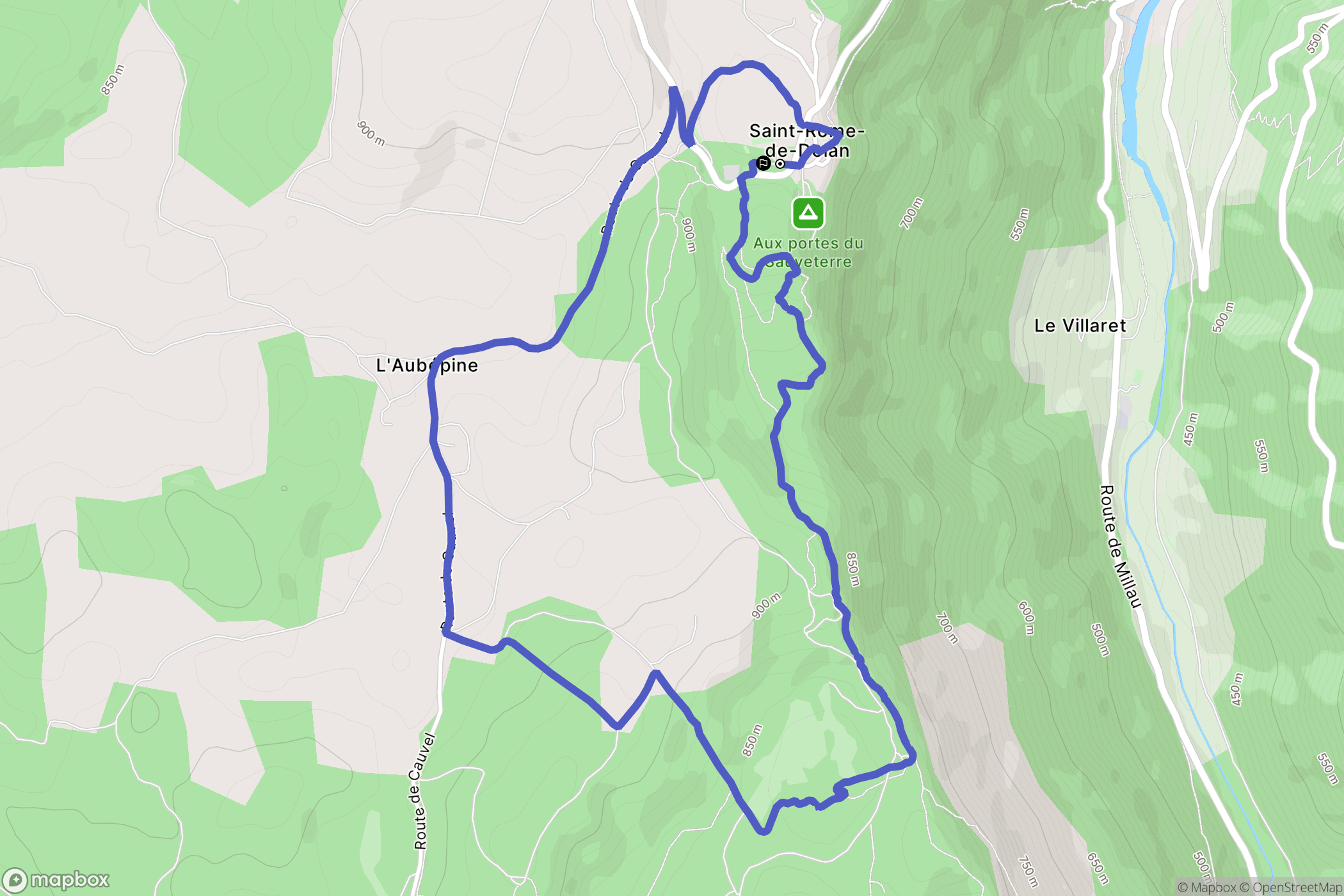 Massegros Causses Gorges : carte du parcours de randonnée - France