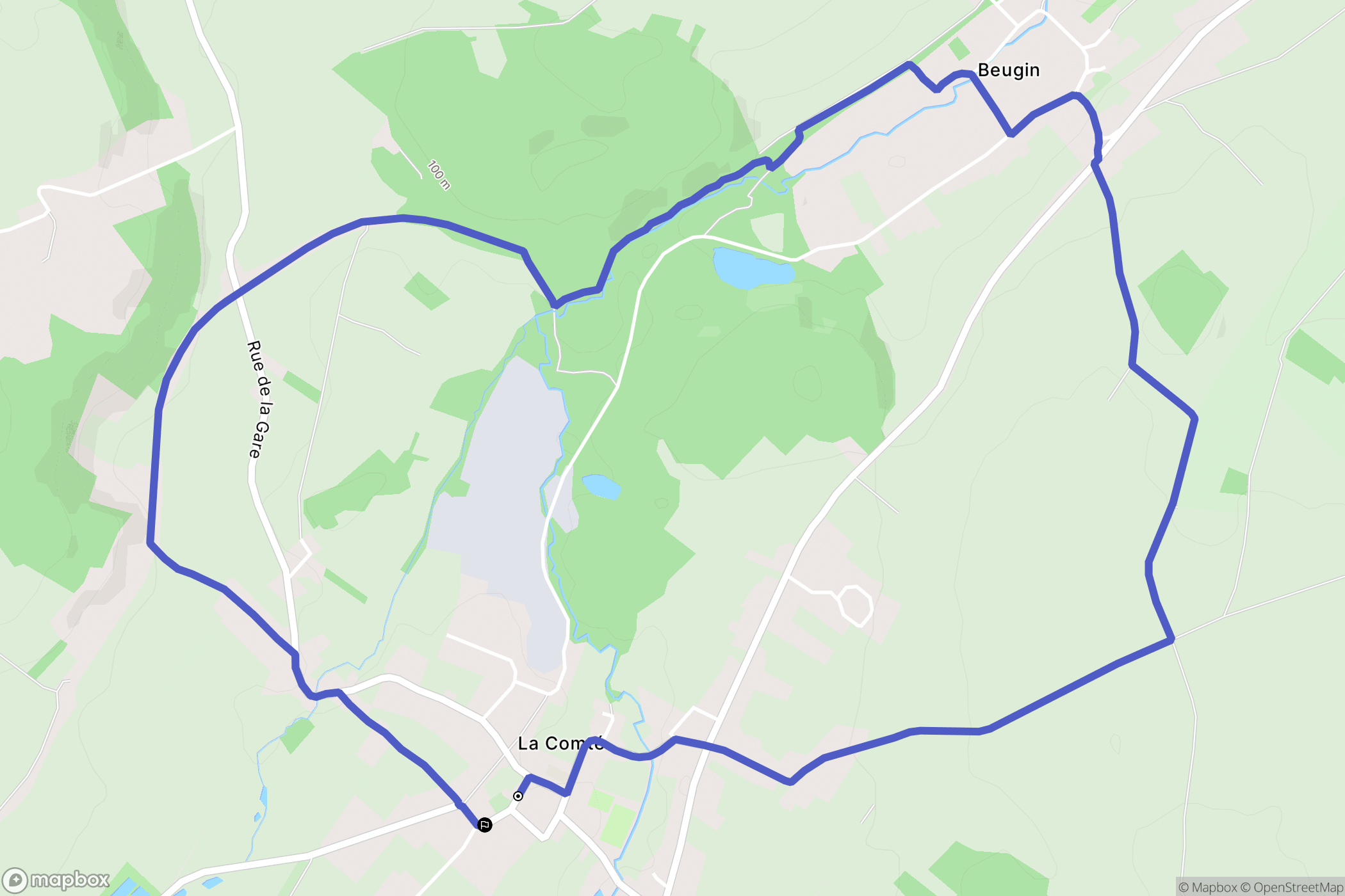 La Comté : carte du parcours de randonnée - France