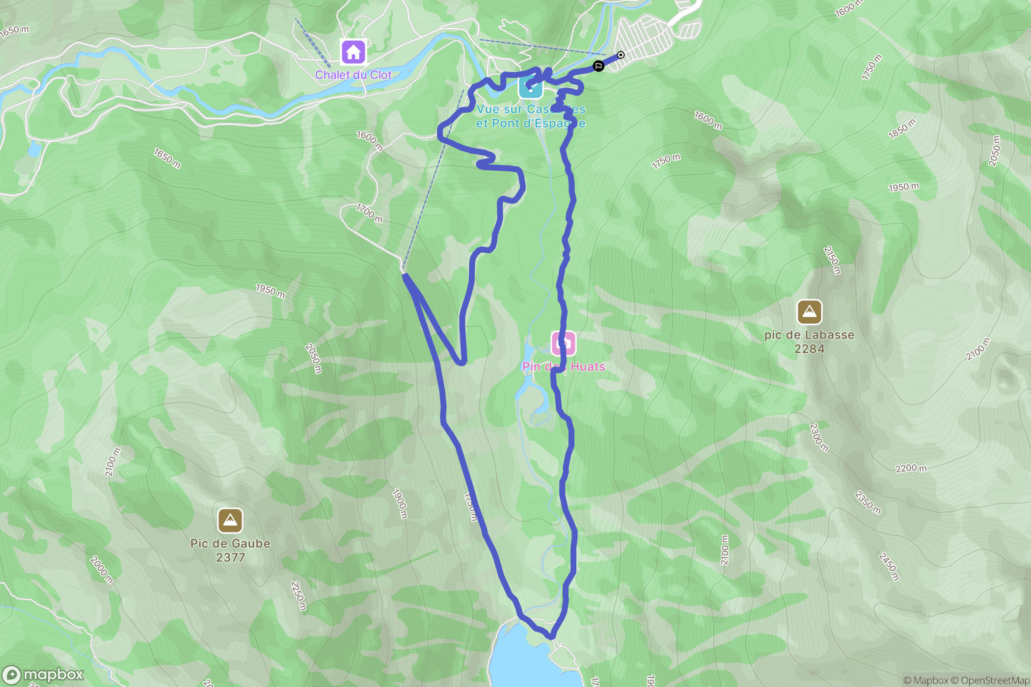 Cauterets : carte du parcours de randonnée - France