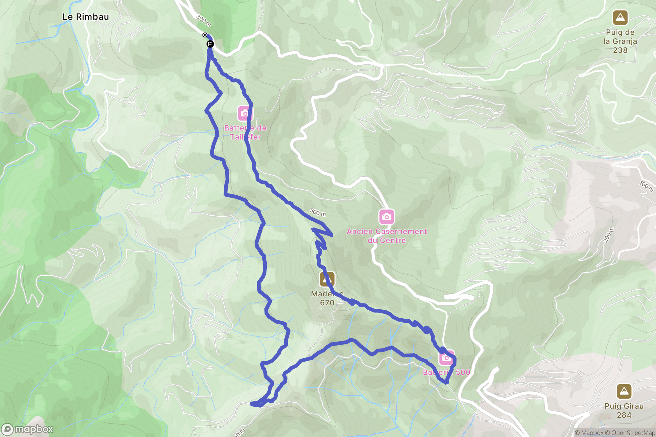 Collioure : carte du parcours de randonnée - France