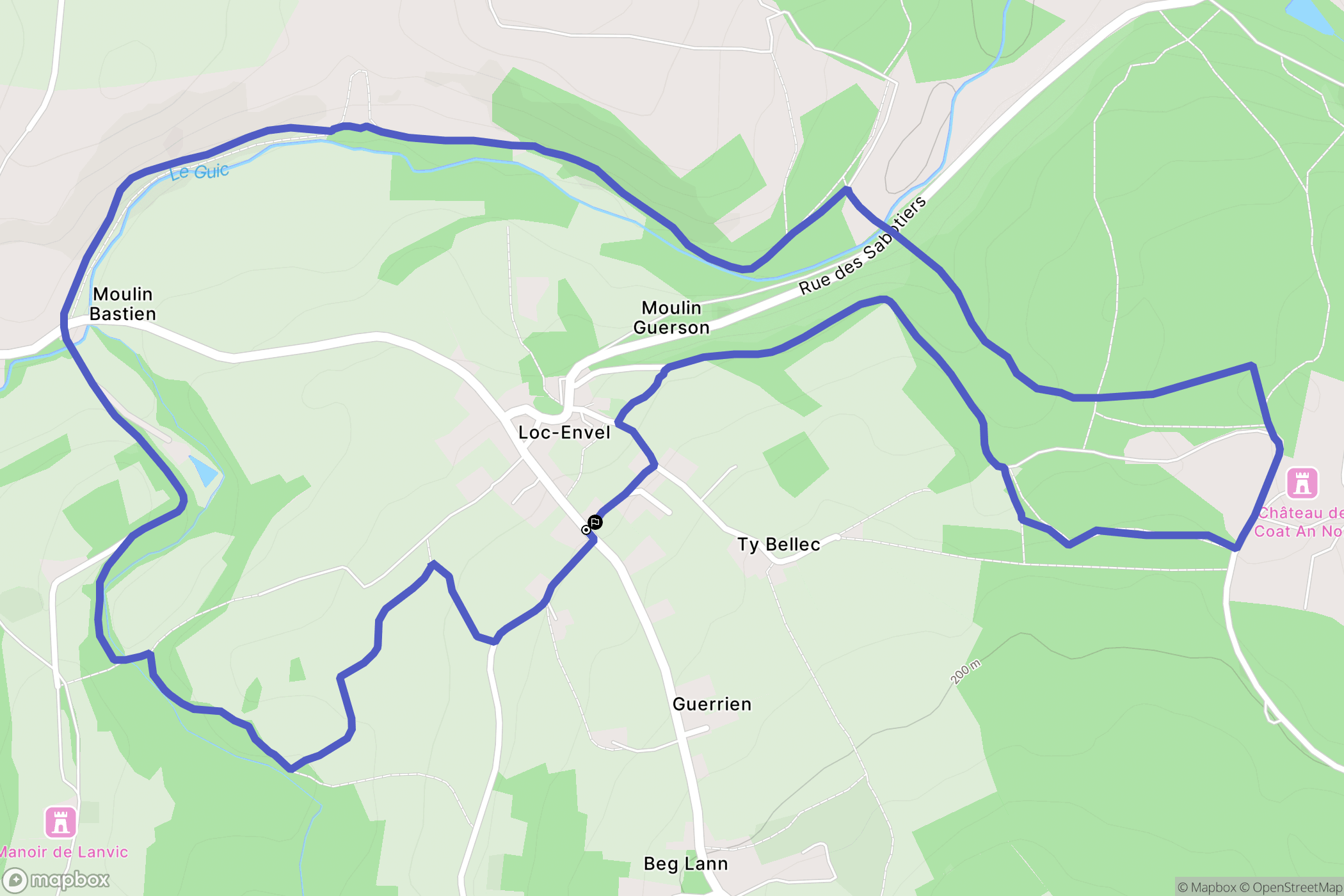 Loc-Envel : carte du parcours de randonnée - France