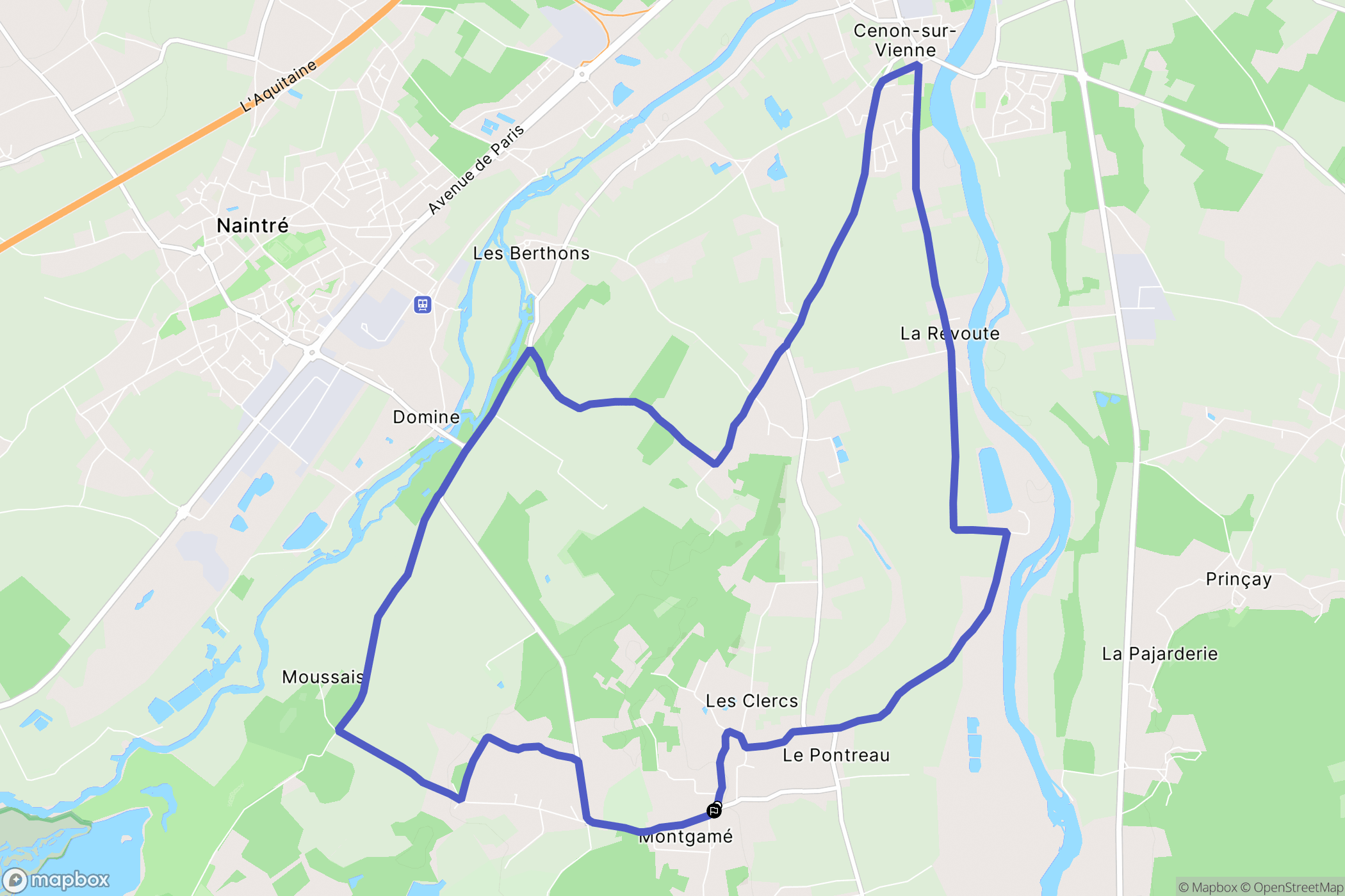 Vouneuil-sur-Vienne : carte du parcours de randonnée - France