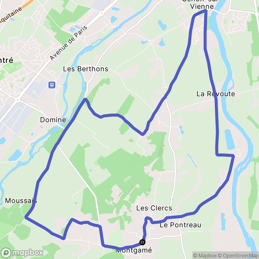 Vouneuil-sur-Vienne : carte du parcours de randonnée - France