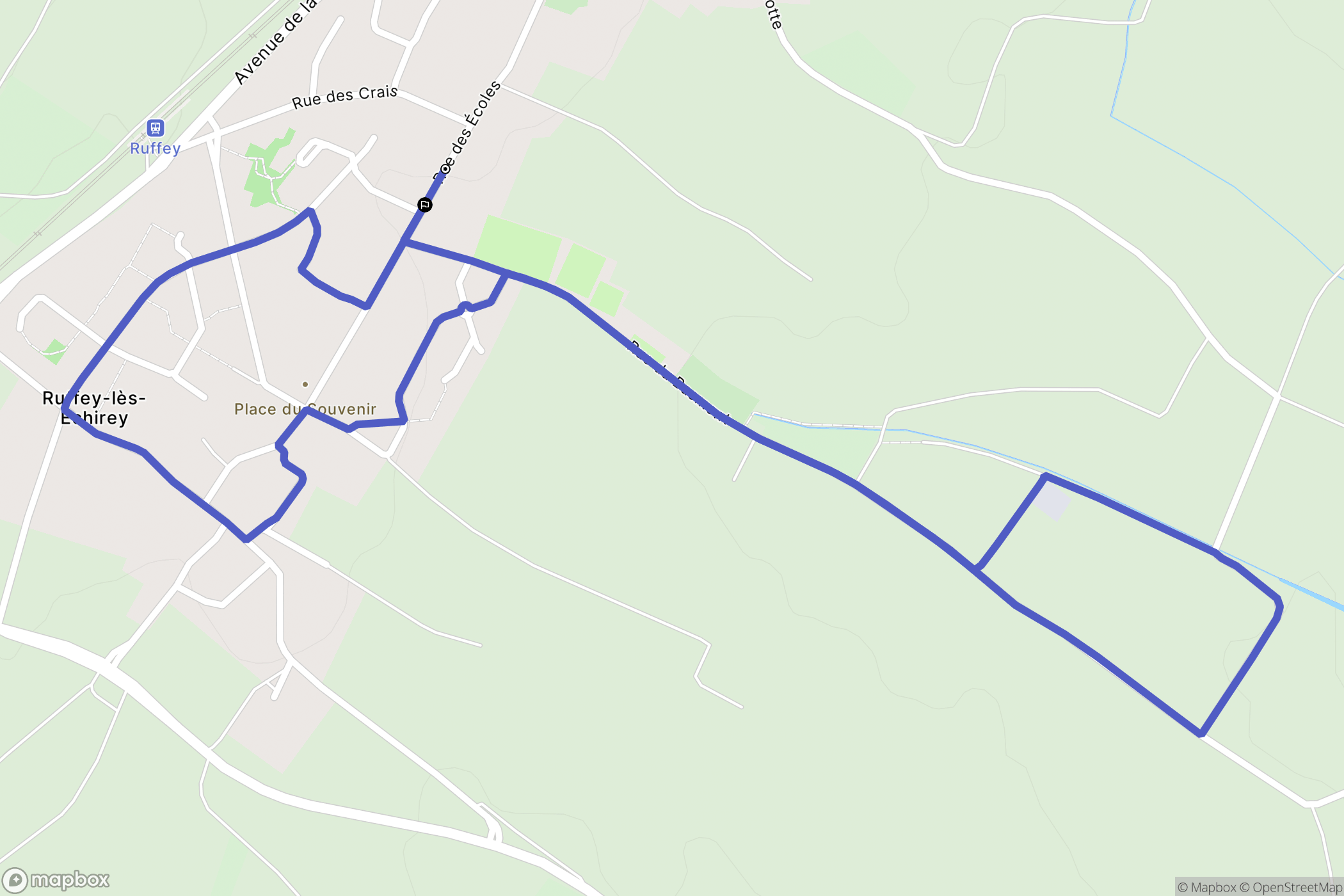 Ruffey-lès-Echirey : carte du parcours de randonnée - France