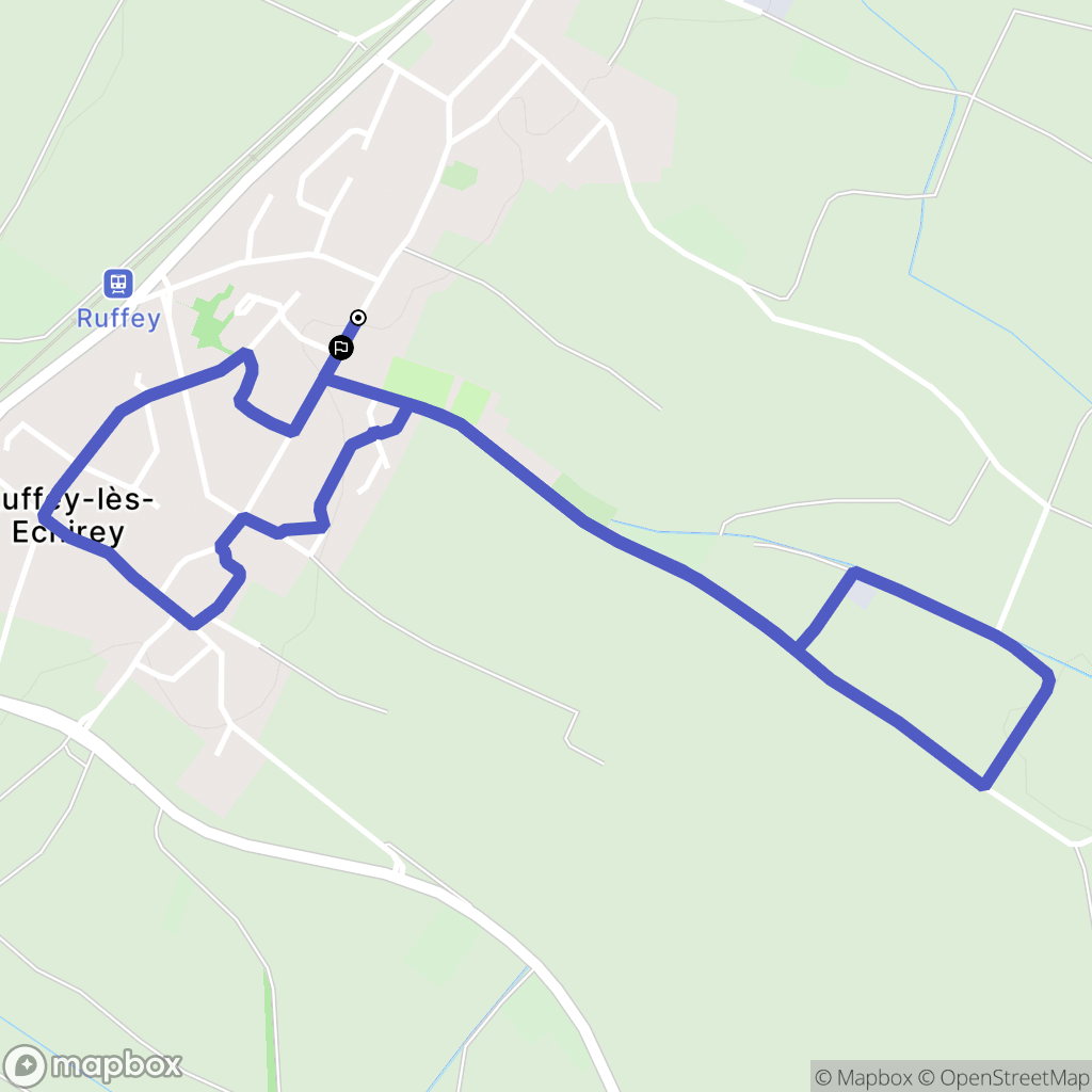 Ruffey-lès-Echirey : carte du parcours de randonnée - France