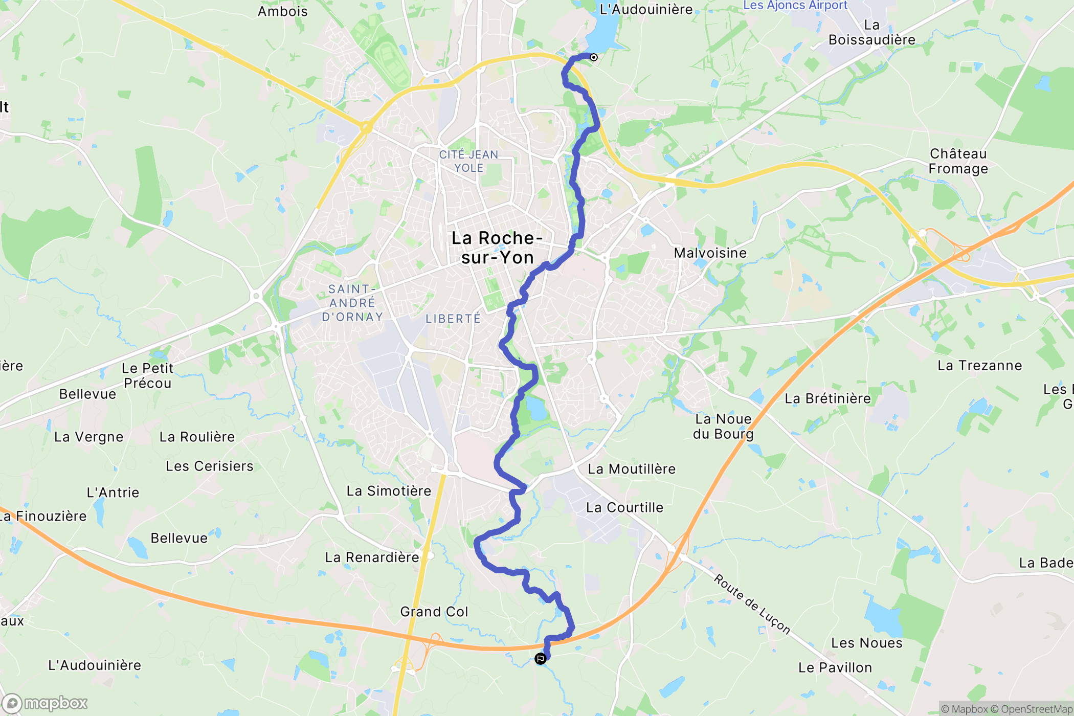 La Roche-sur-Yon : carte du parcours de randonnée - France