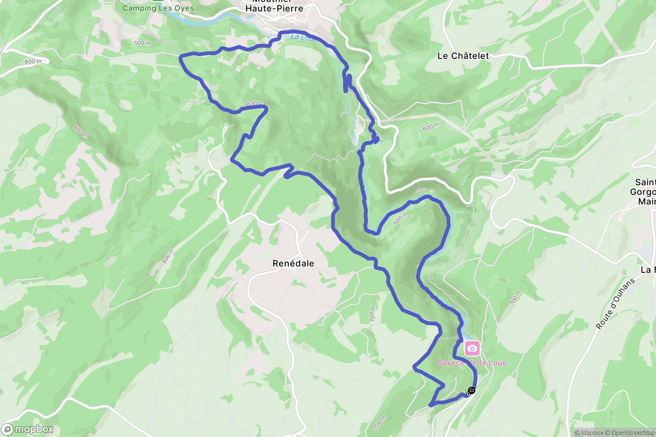 Ouhans : carte du parcours de randonnée - France