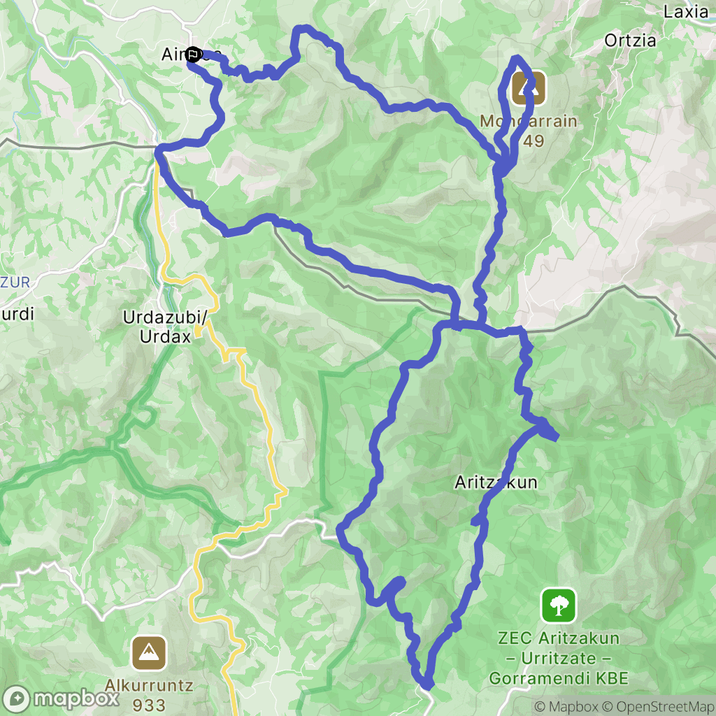 Ainhoa : carte du parcours de randonnée - France