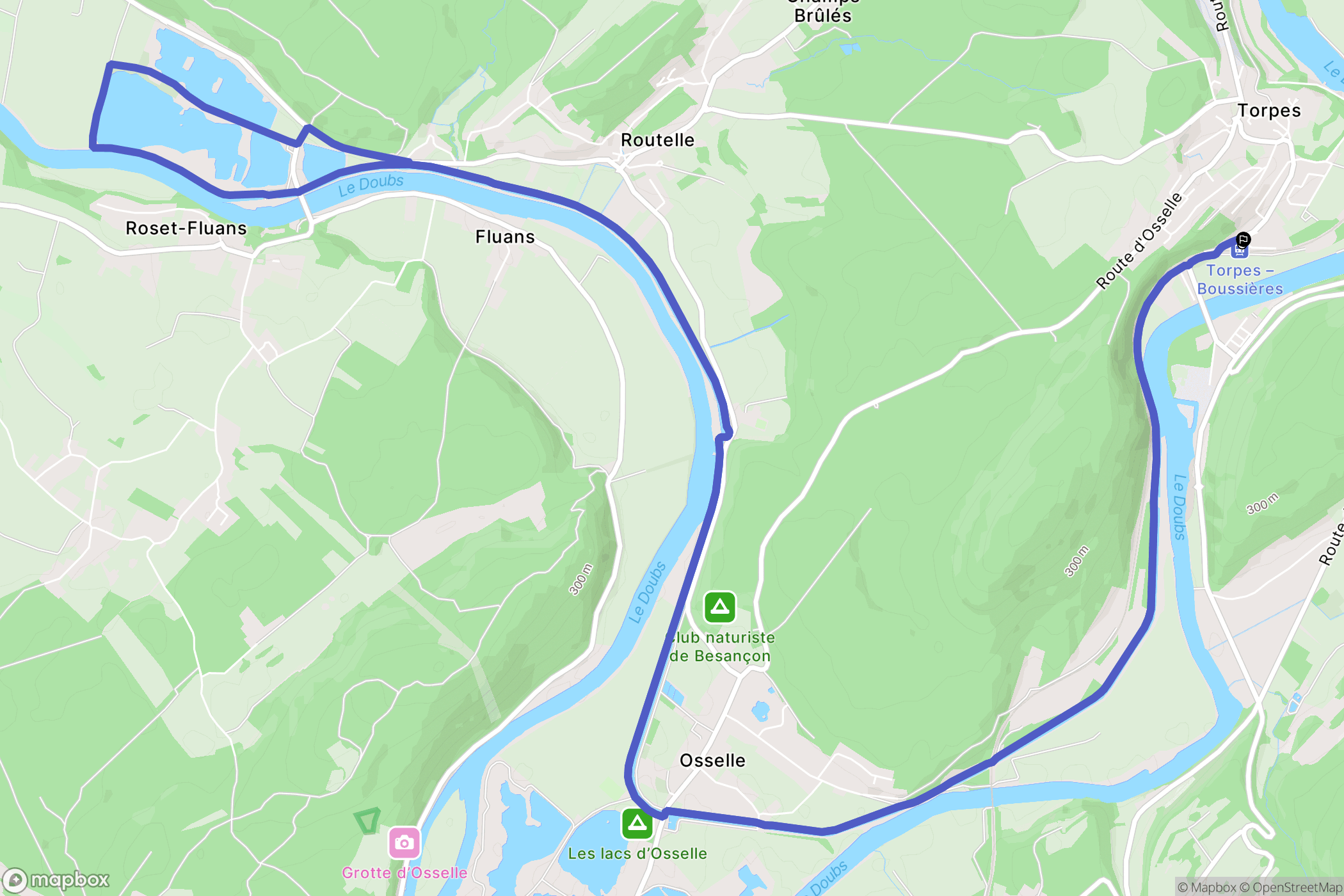 Torpes : carte du parcours de randonnée - France