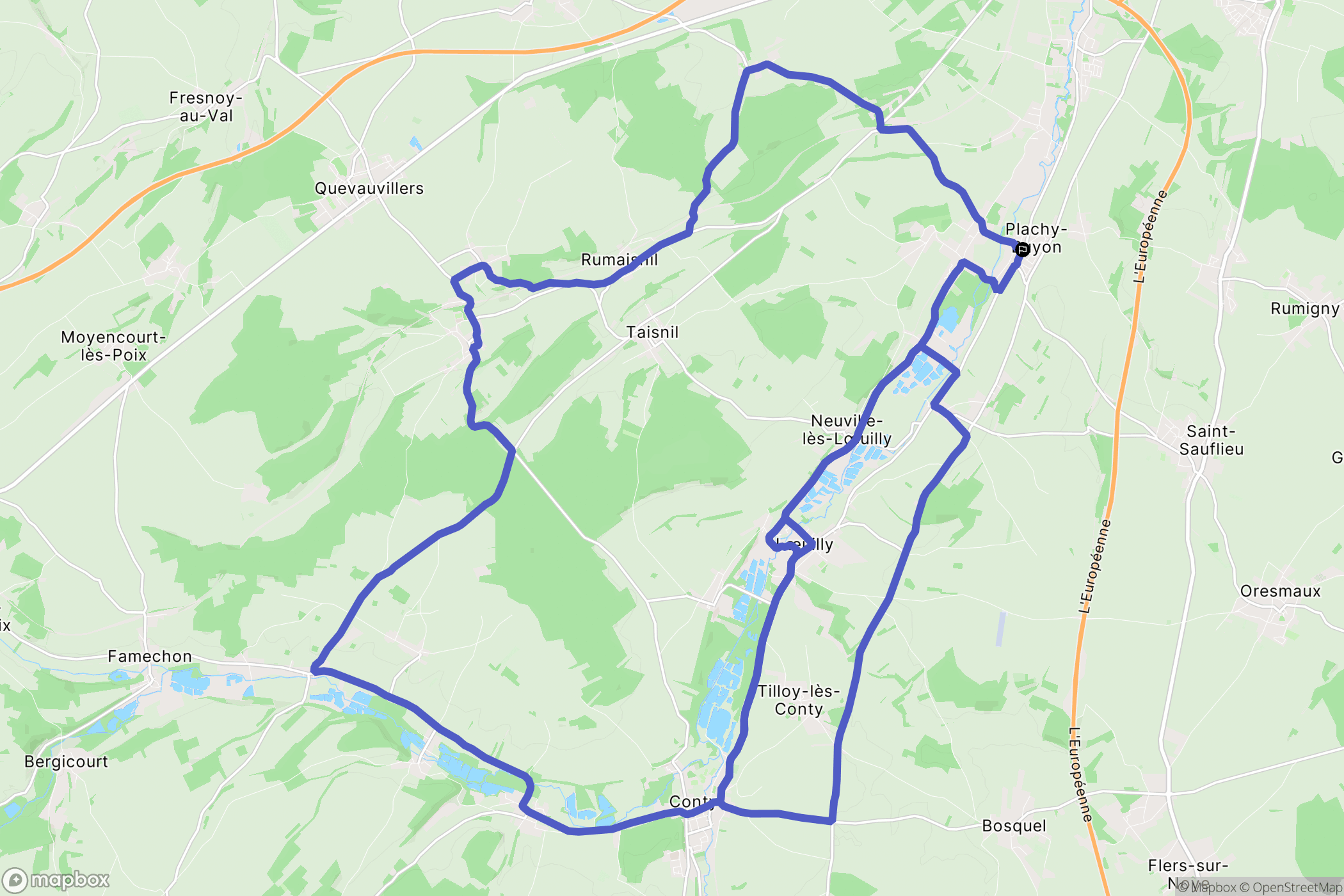 Plachy-Buyon : carte du parcours de randonnée - France