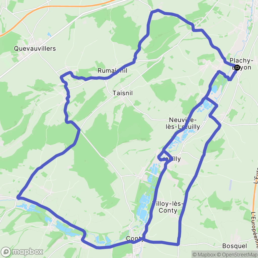 Plachy-Buyon : carte du parcours de randonnée - France