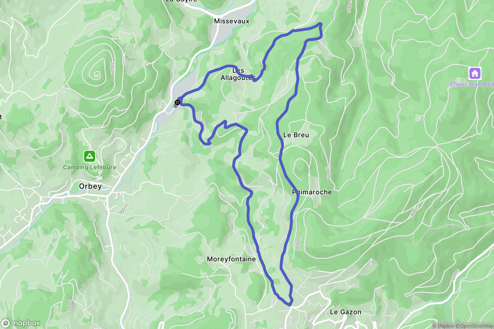 Orbey : carte du parcours de randonnée - France