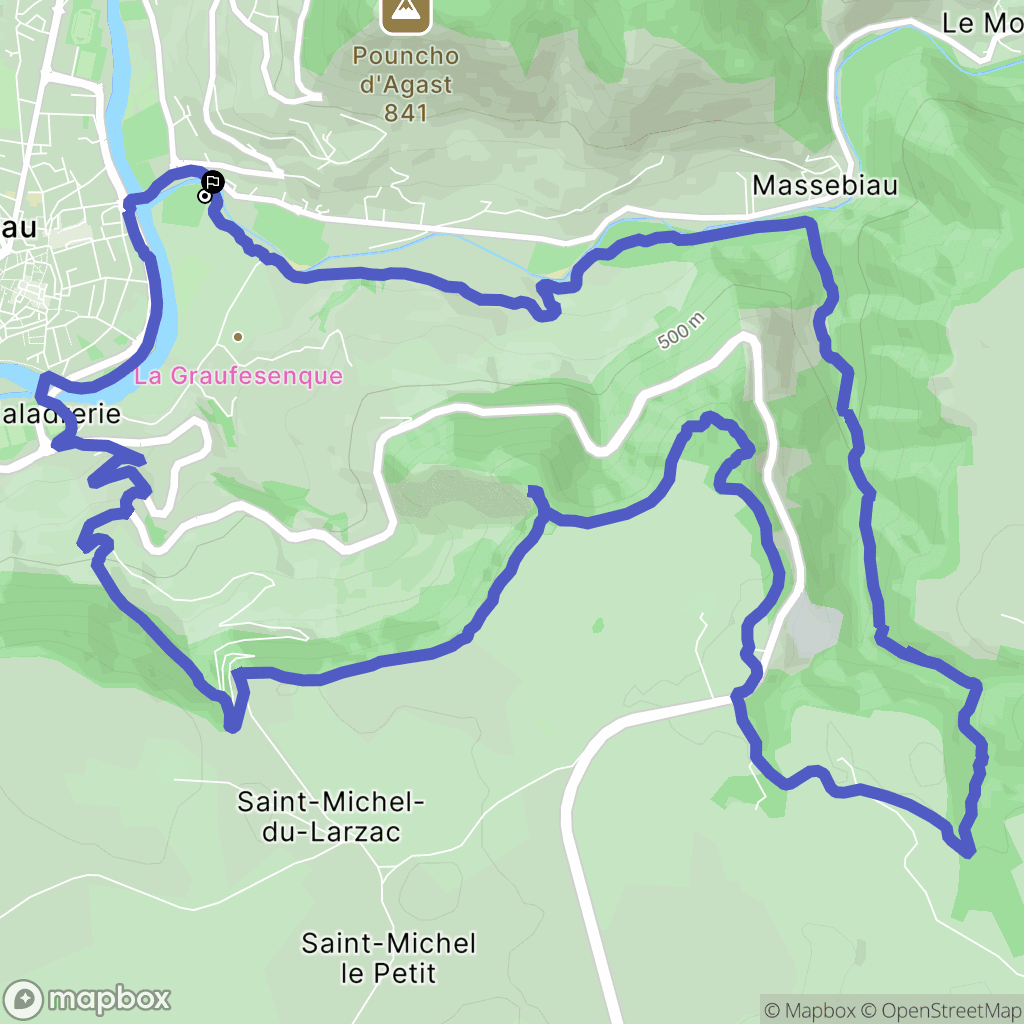 Millau : carte du parcours de randonnée - France