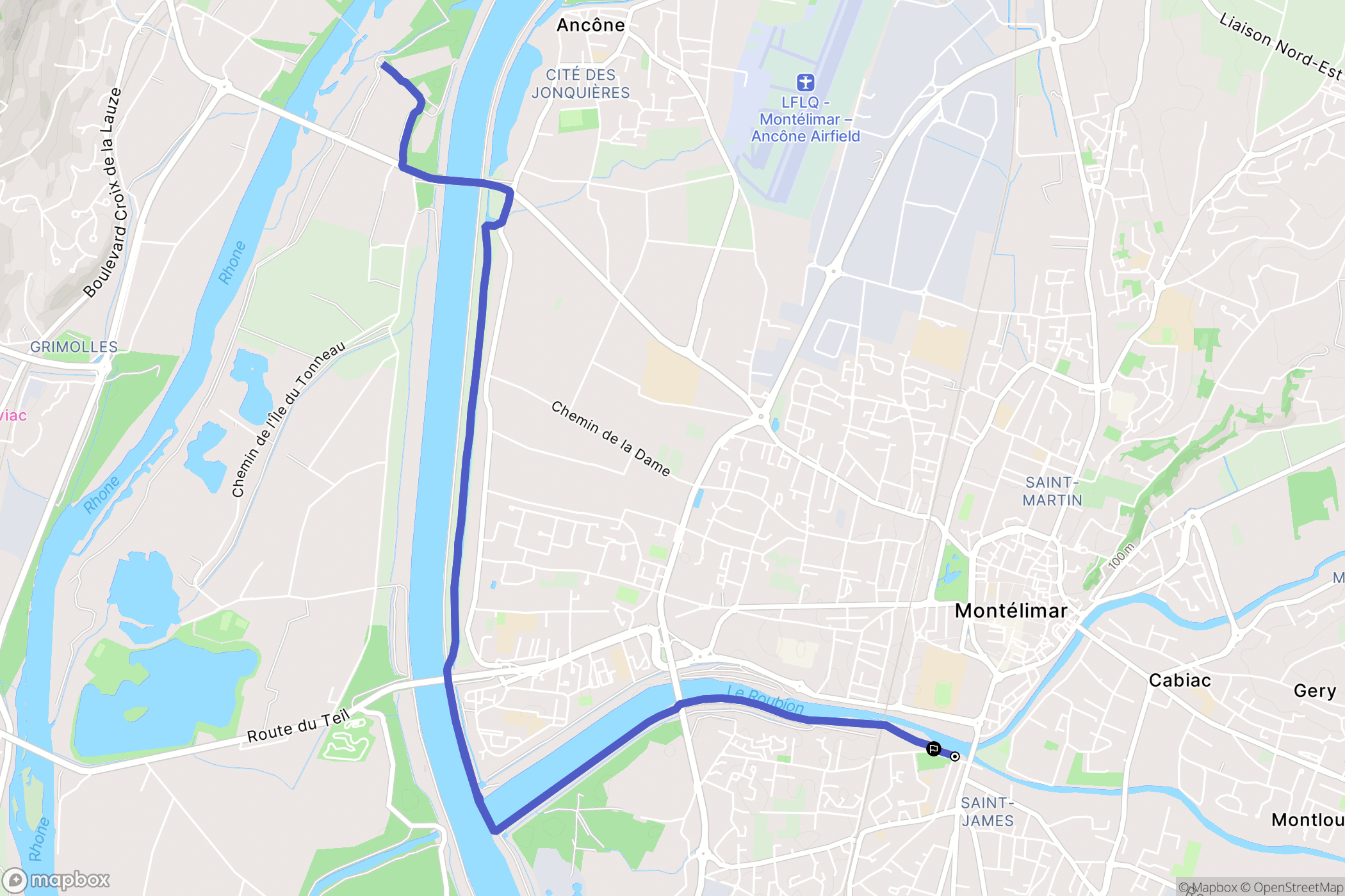 Montélimar : carte du parcours de randonnée - France