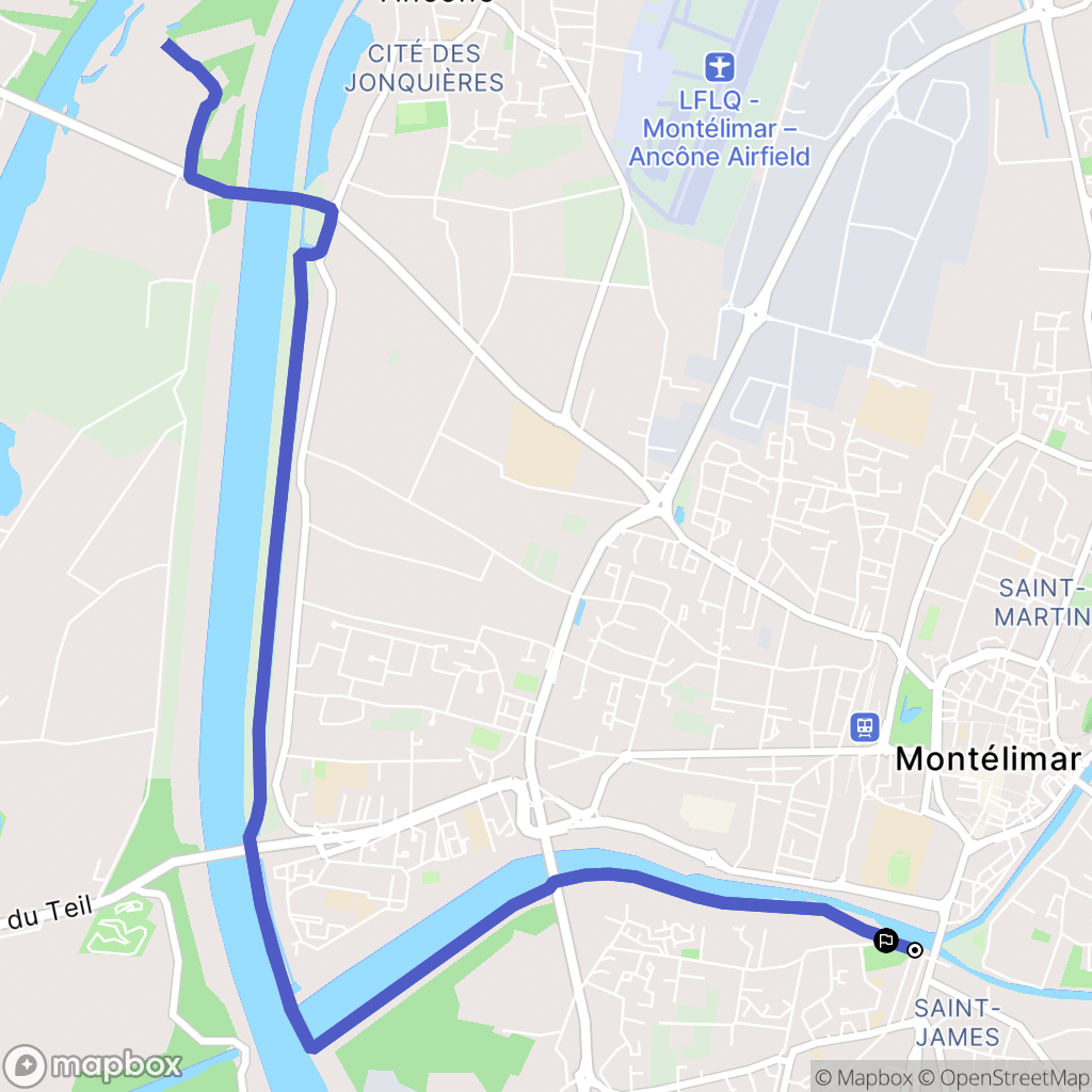 Montélimar : carte du parcours de randonnée - France