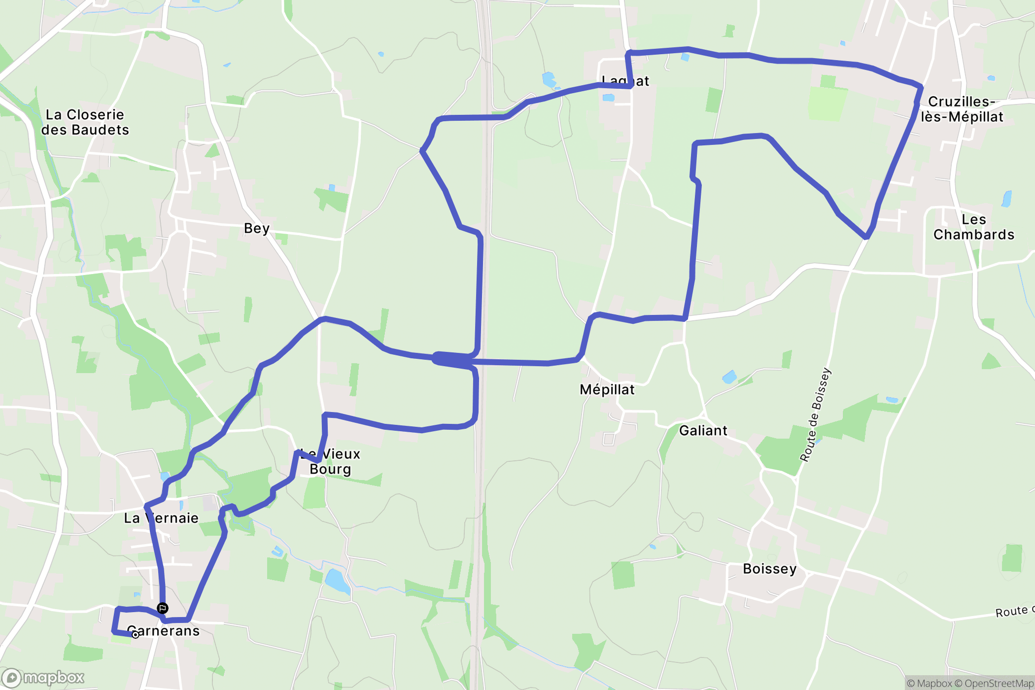Garnerans : carte du parcours de randonnée - France