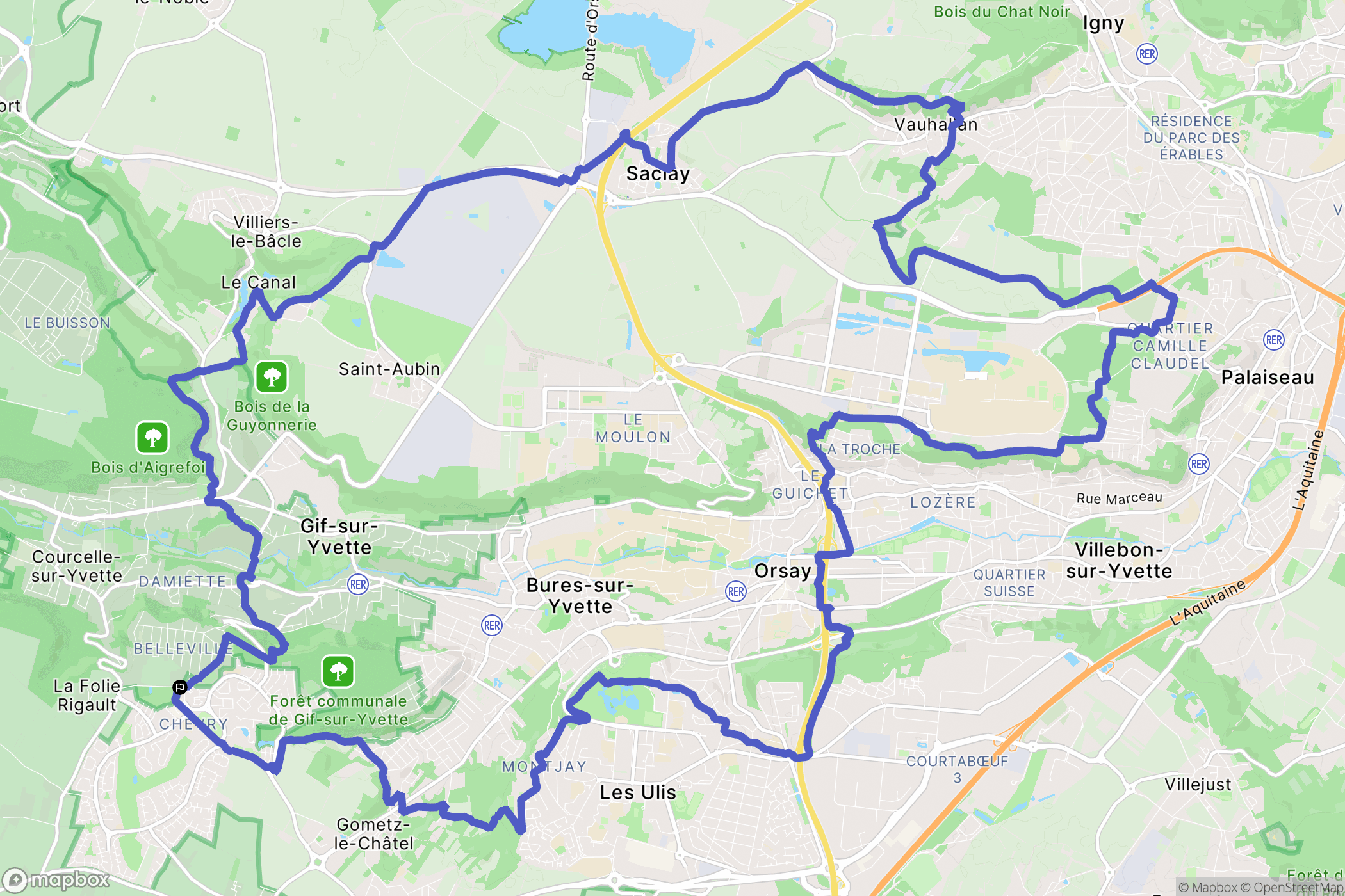 Gif-sur-Yvette : carte du parcours de randonnée - France