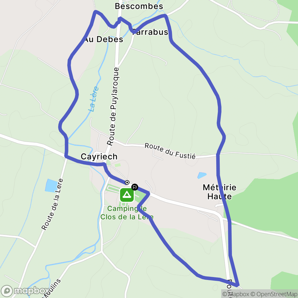 Cayriech : carte du parcours de randonnée - France