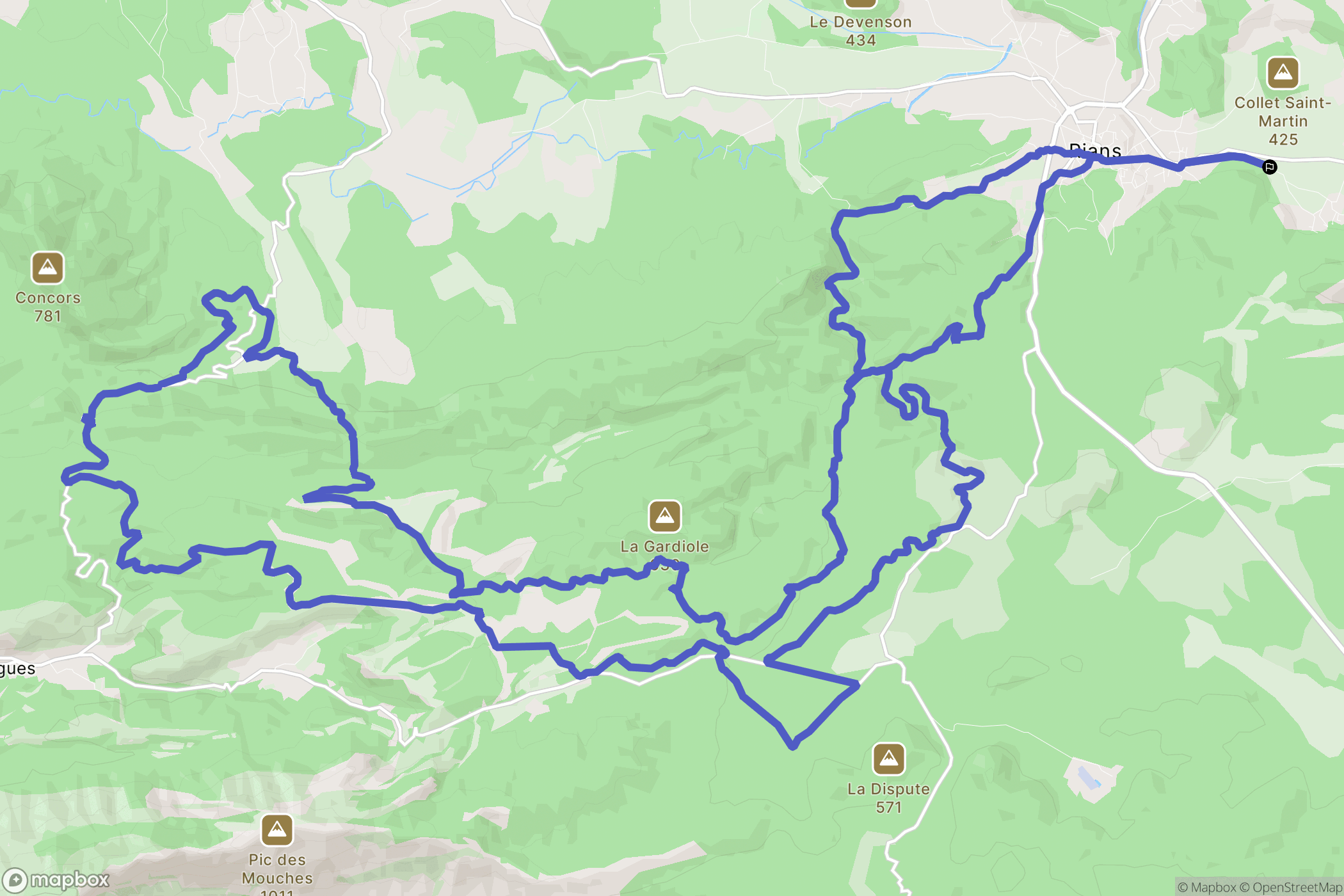 Rians : carte du parcours de randonnée - France