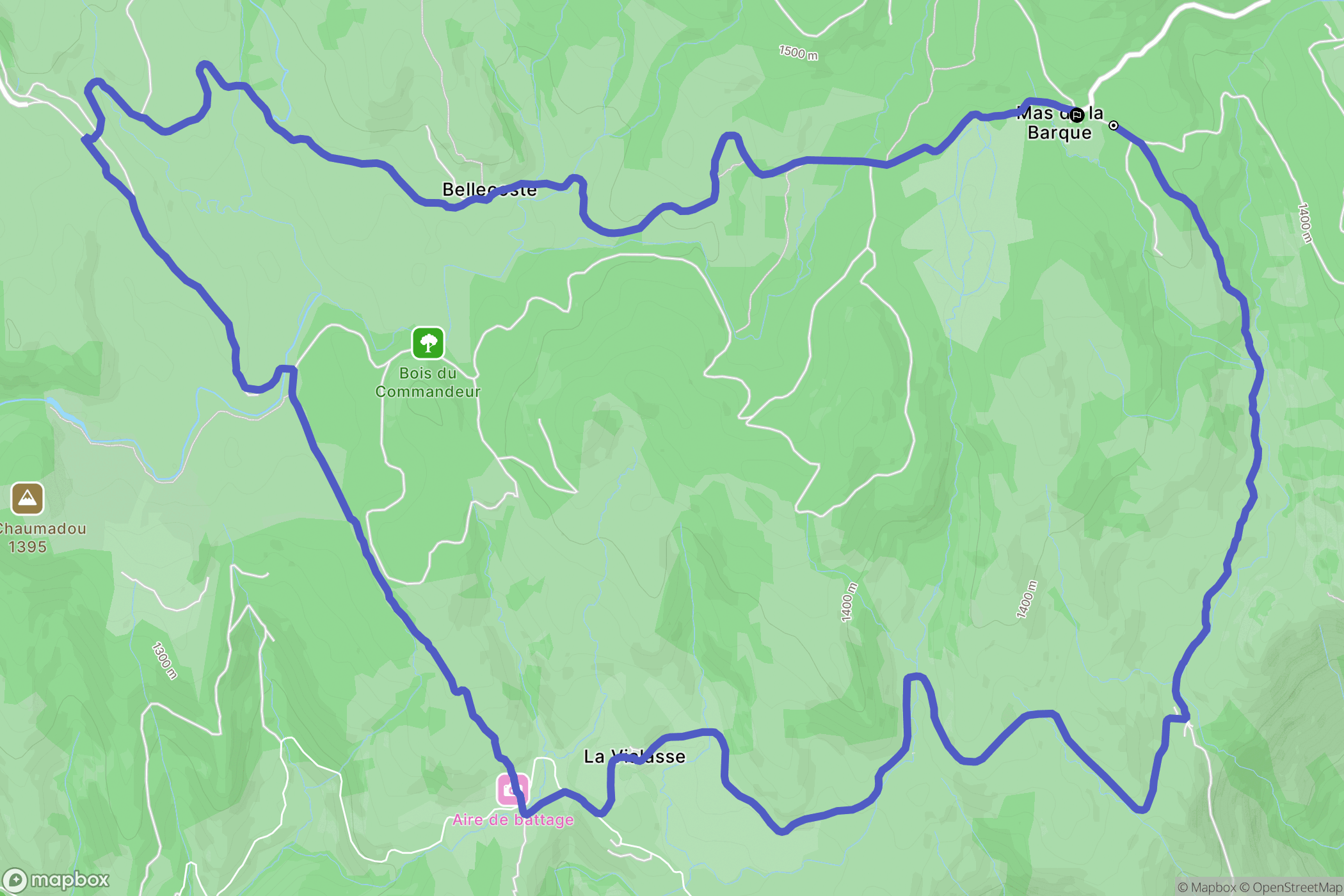 Vialas : carte du parcours de randonnée - France
