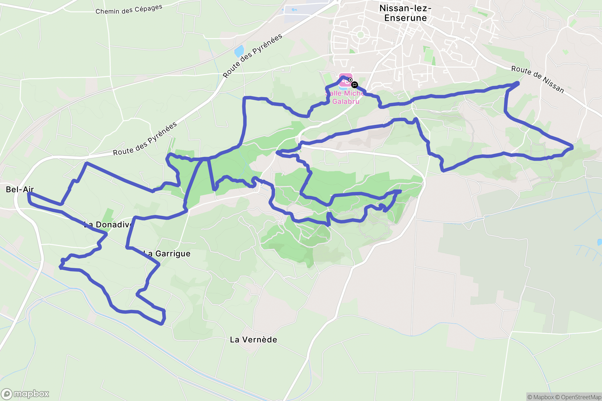 Nissan lez Enserune : carte du parcours de randonnée - France