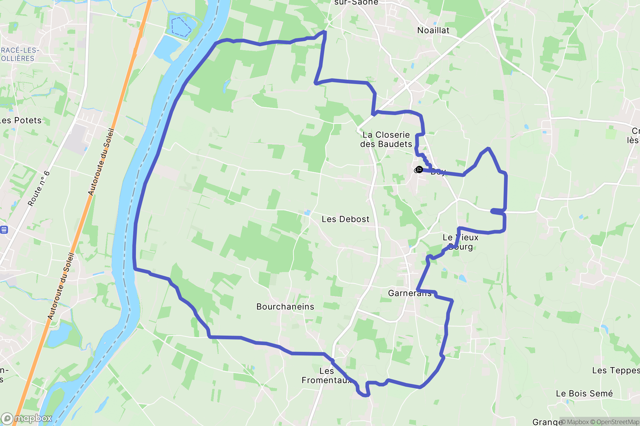 Bey : carte du parcours de randonnée - France