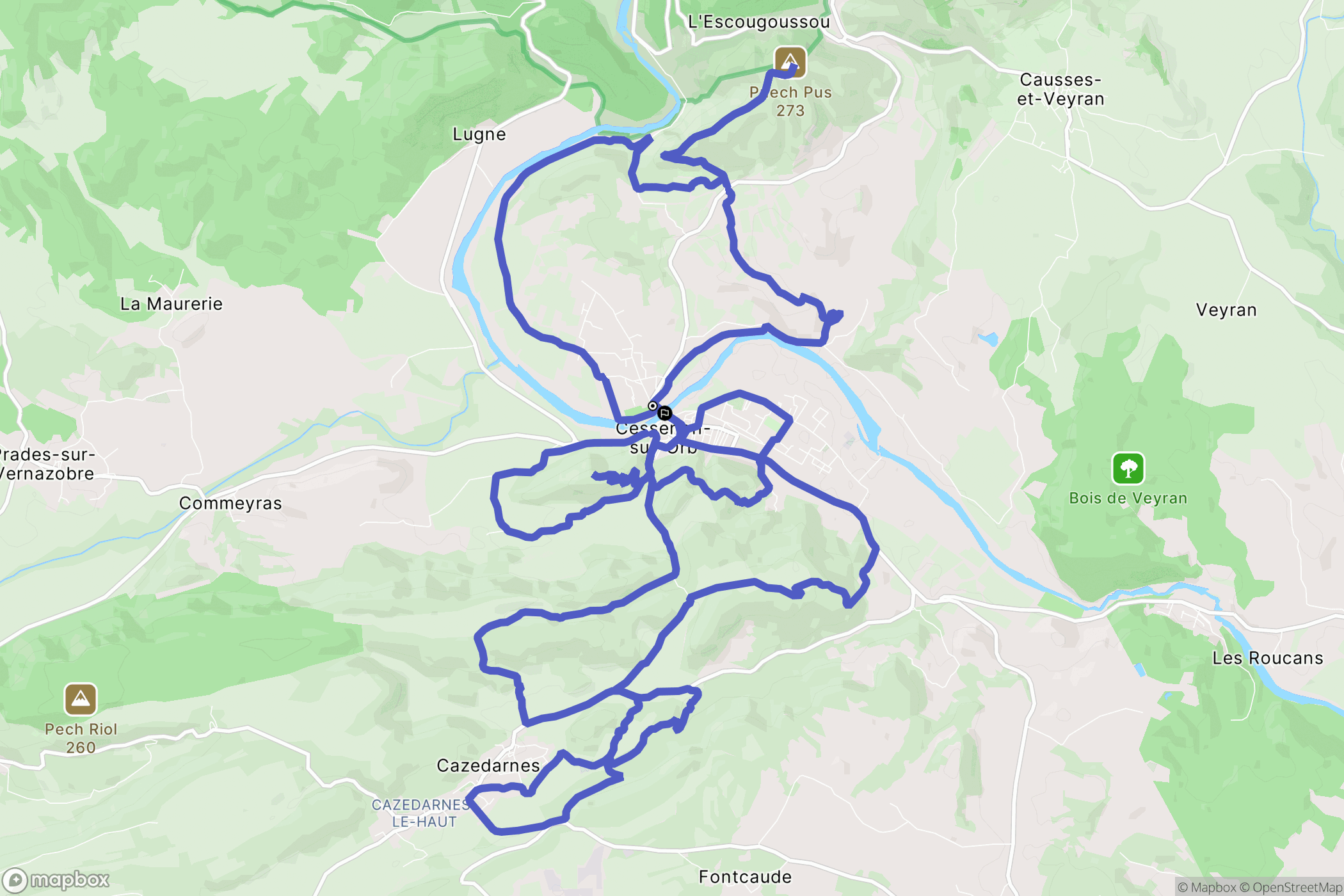 Cessenon-sur-Orb : carte du parcours de randonnée - France