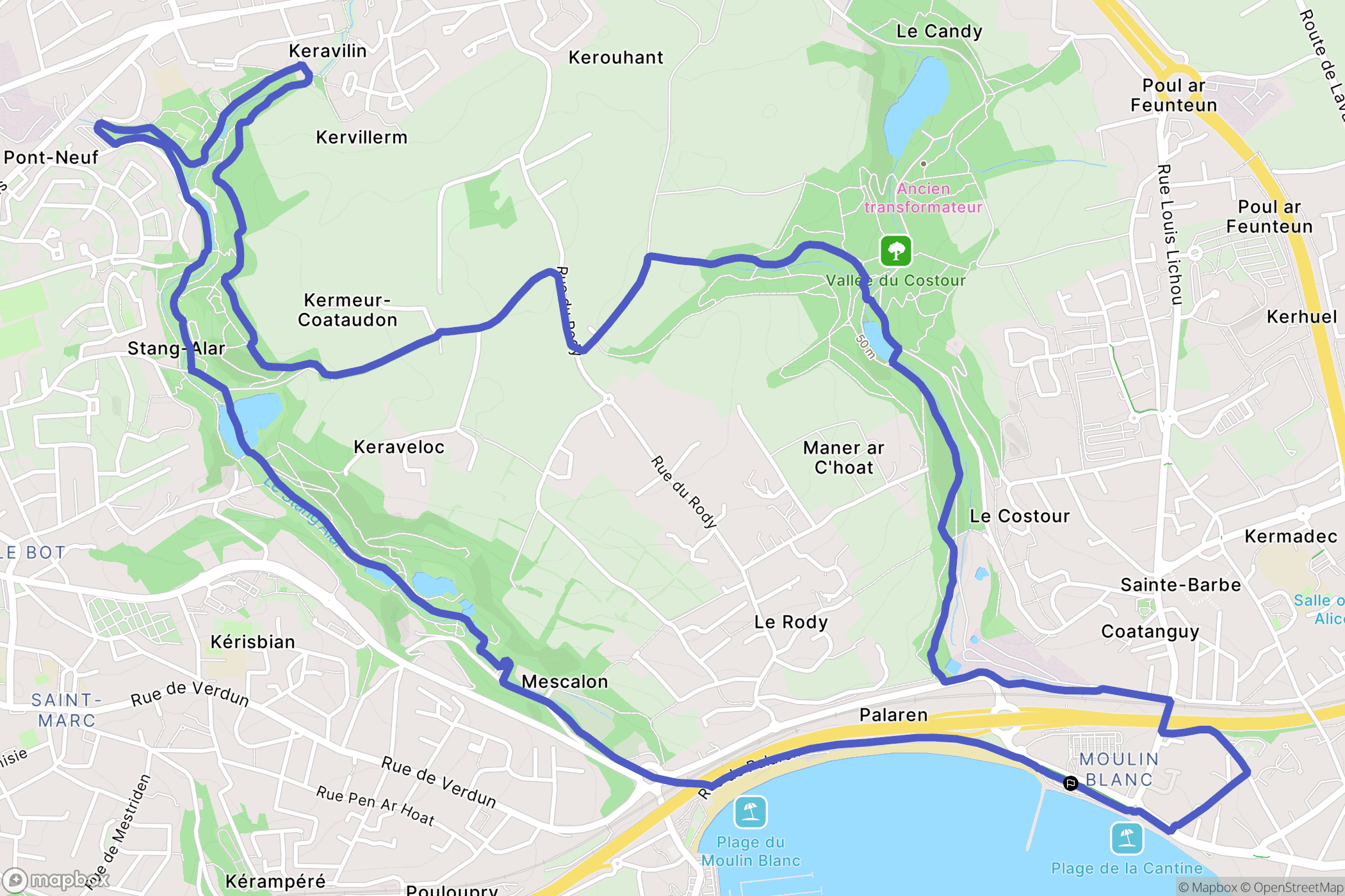 Le Relecq-Kerhuon : carte du parcours de randonnée - France