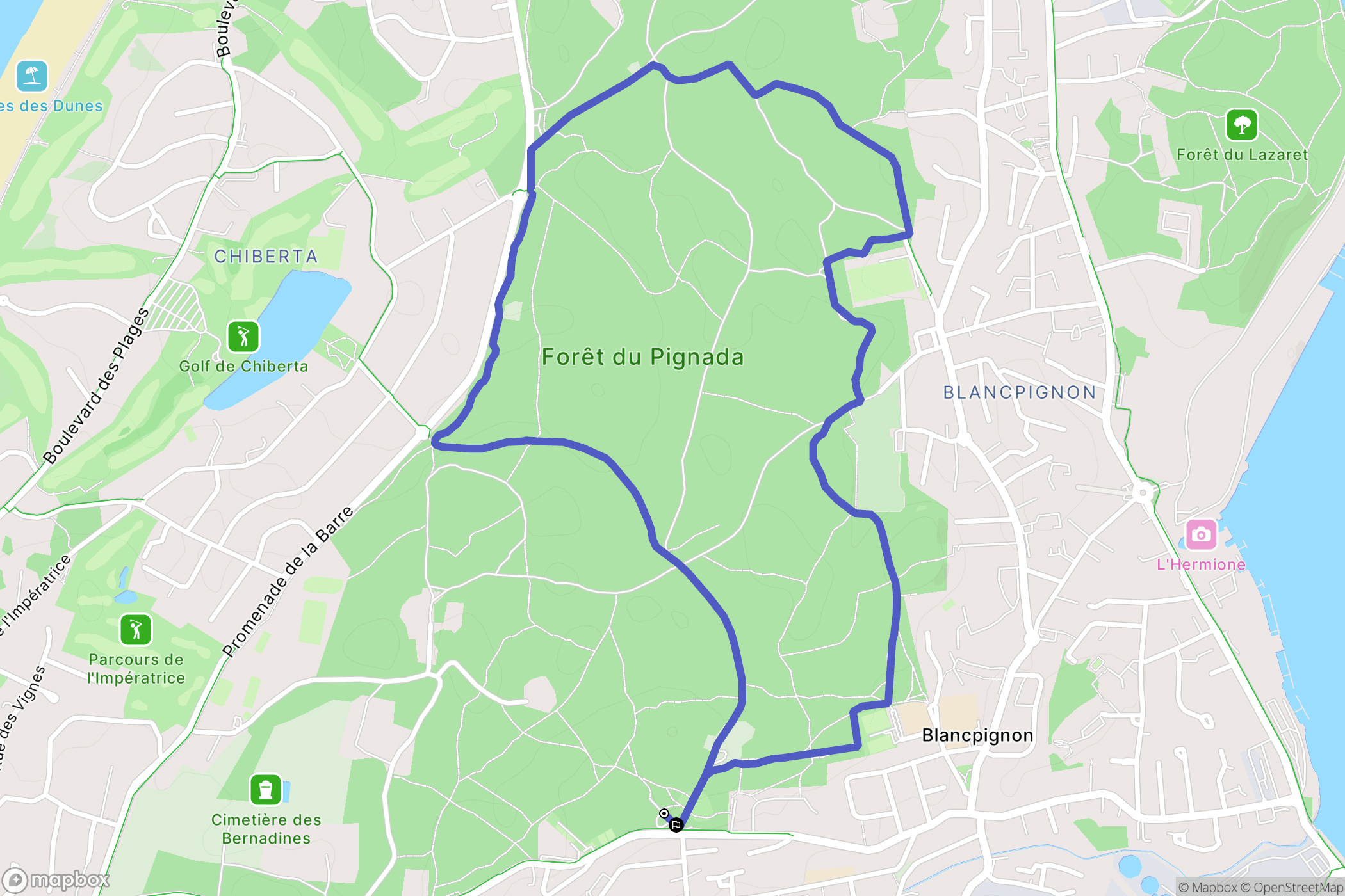 Anglet : carte du parcours de randonnée - France
