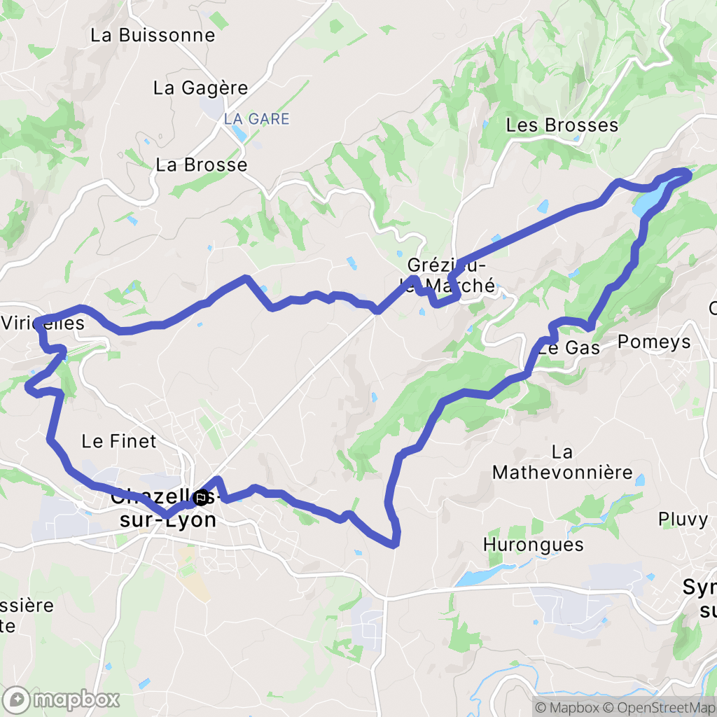 Chazelles-sur-Lyon : carte du parcours de randonnée - France