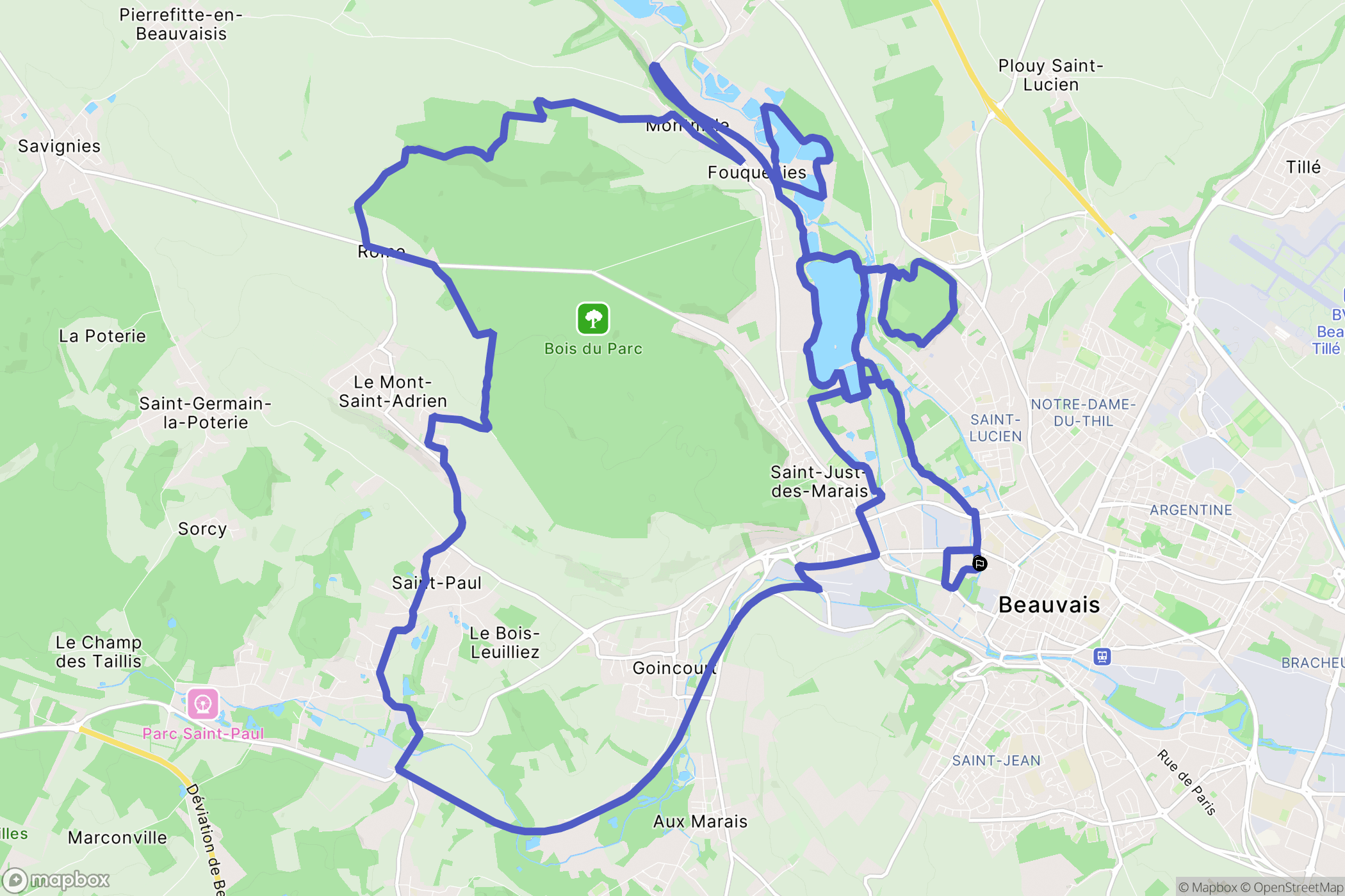 Beauvais : carte du parcours de randonnée - France