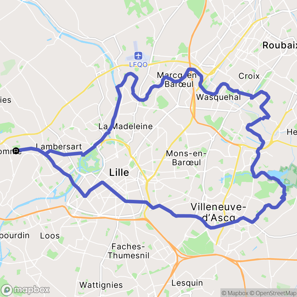Lille : carte du parcours de randonnée - France
