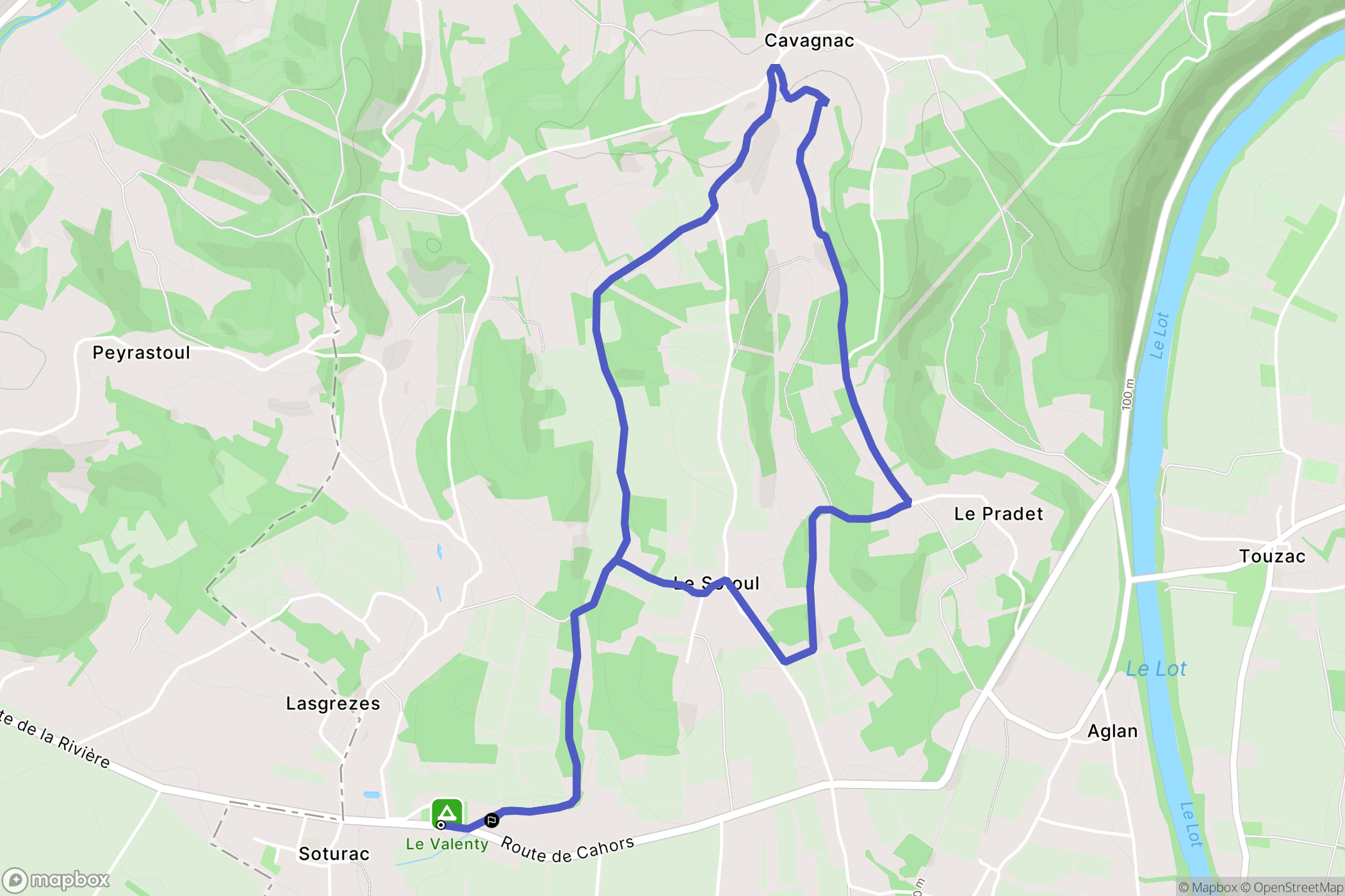 Soturac : carte du parcours de randonnée - France