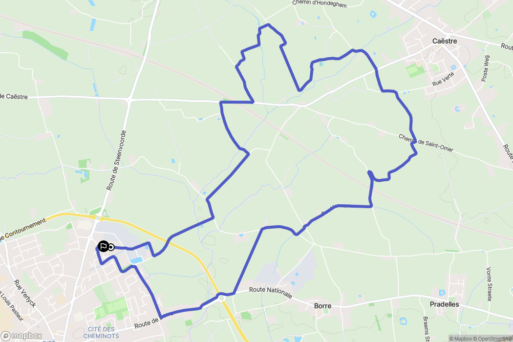 Hazebrouck : carte du parcours de randonnée - France