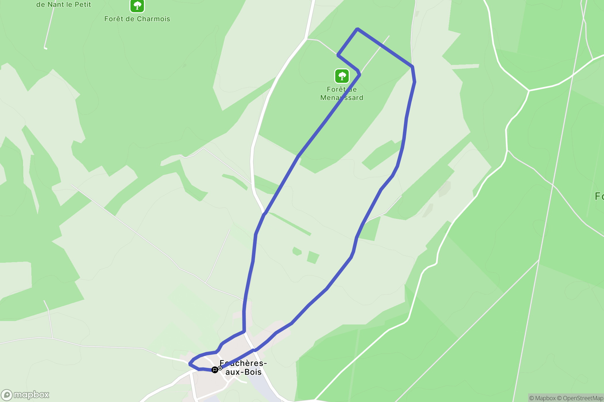 Fouchères aux Bois : carte du parcours de randonnée - France