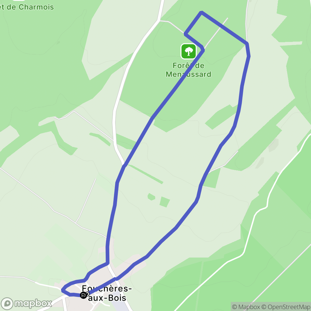 Fouchères aux Bois : carte du parcours de randonnée - France
