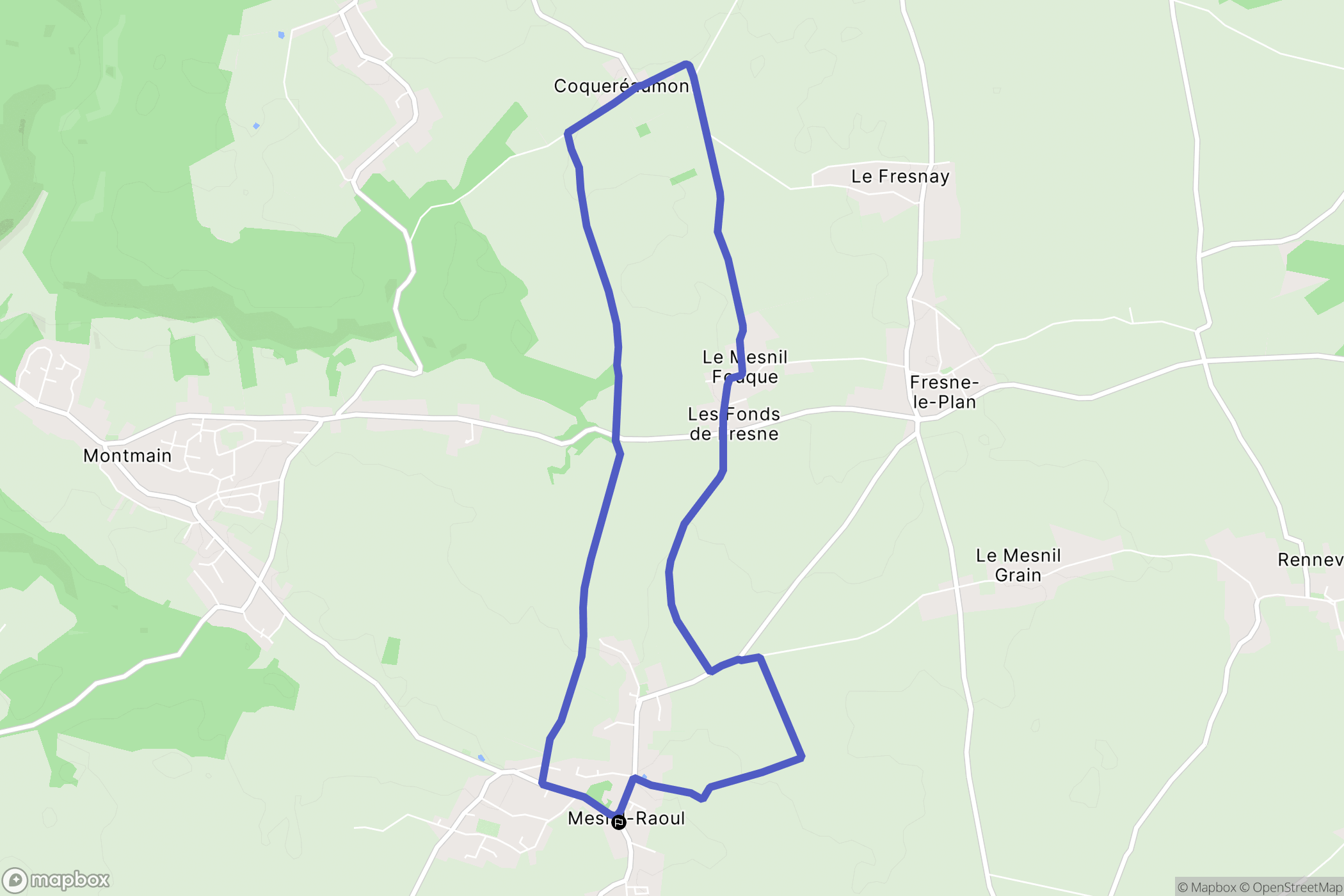 Mesnil-Raoul : carte du parcours de randonnée - France