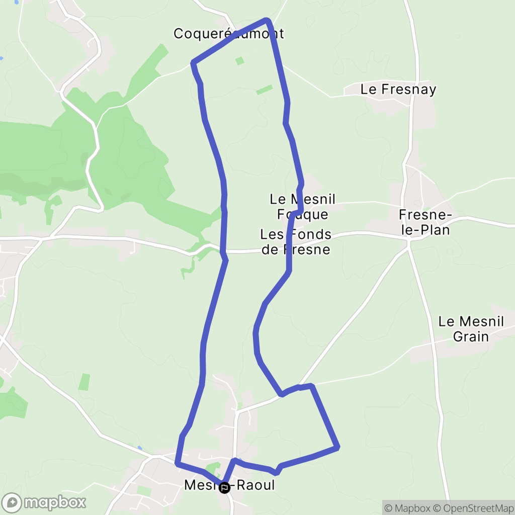 Mesnil-Raoul : carte du parcours de randonnée - France