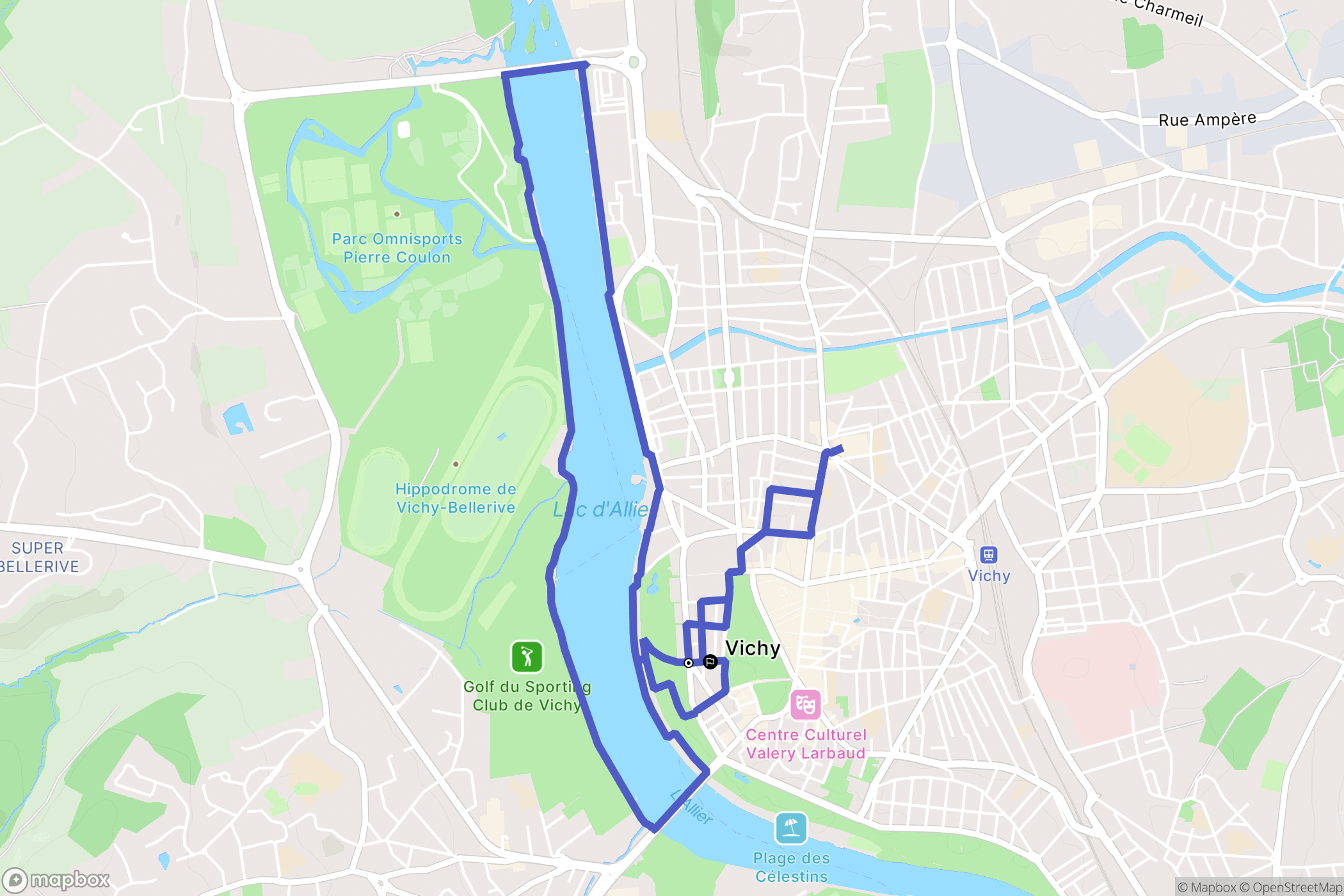 Vichy : carte du parcours de randonnée - France