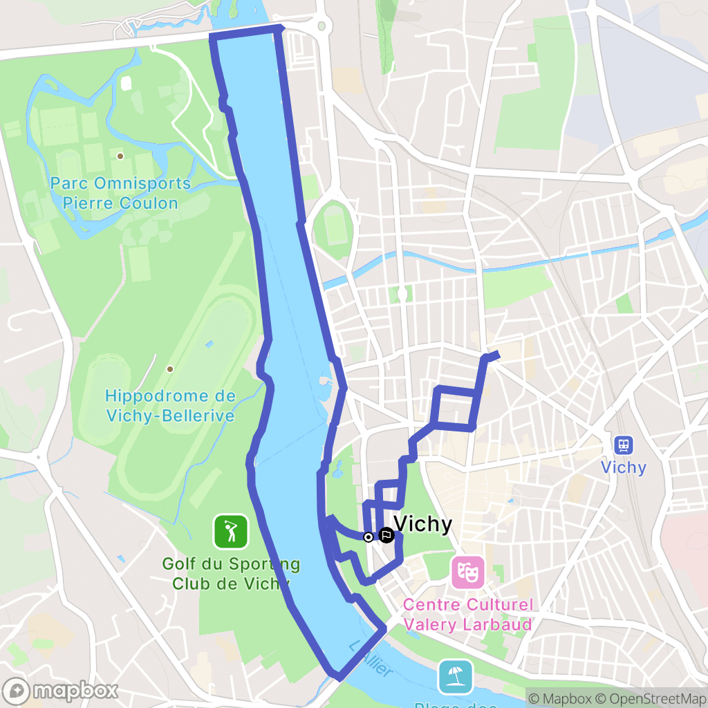 Vichy : carte du parcours de randonnée - France