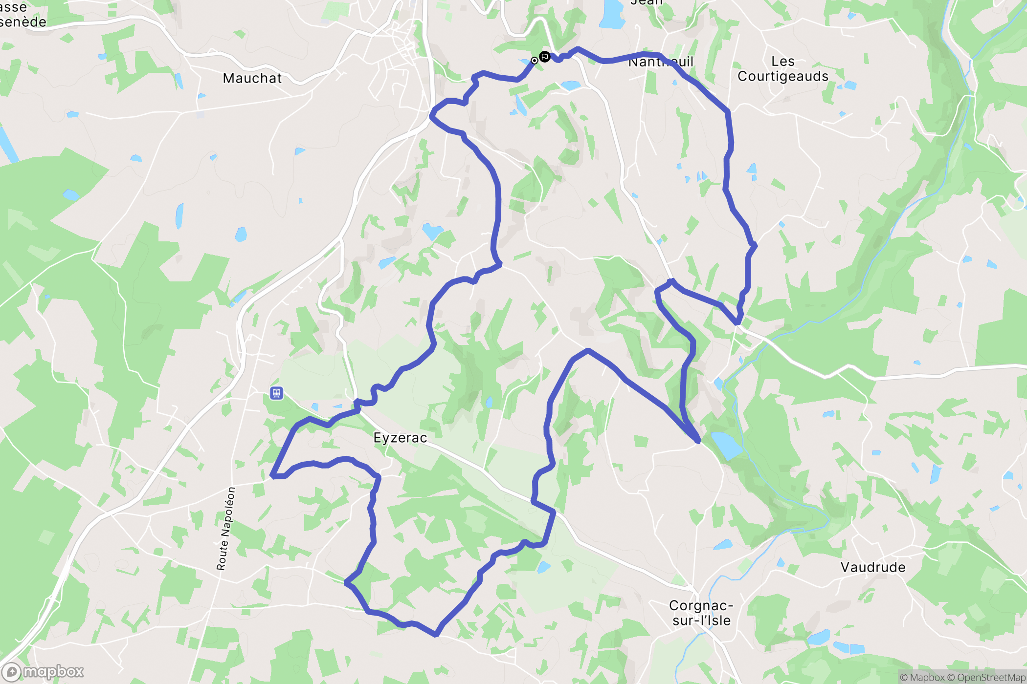 Thiviers : carte du parcours de randonnée - France