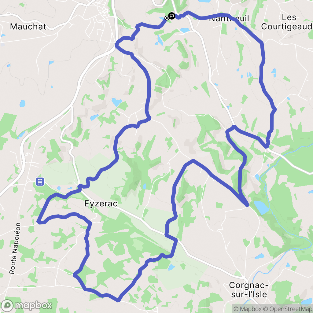 Thiviers : carte du parcours de randonnée - France