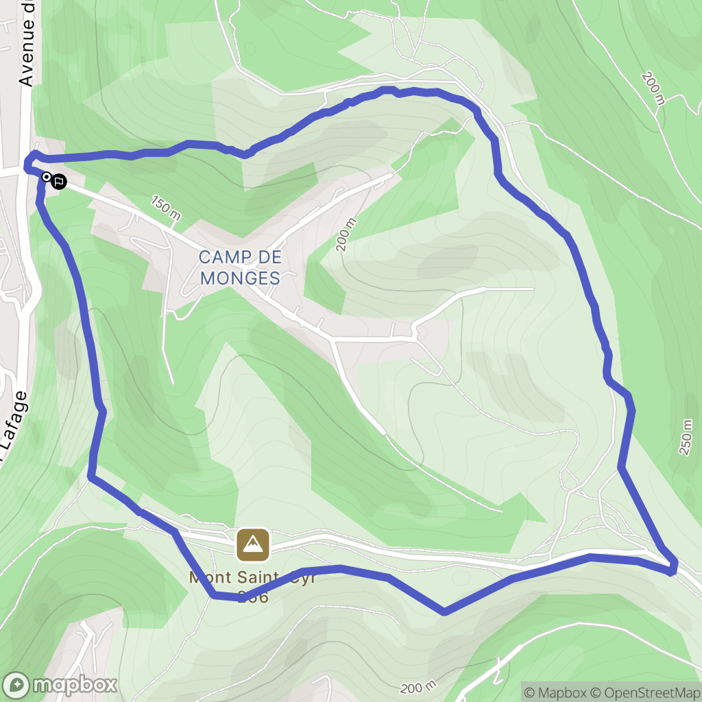 Cahors : carte du parcours de randonnée - France